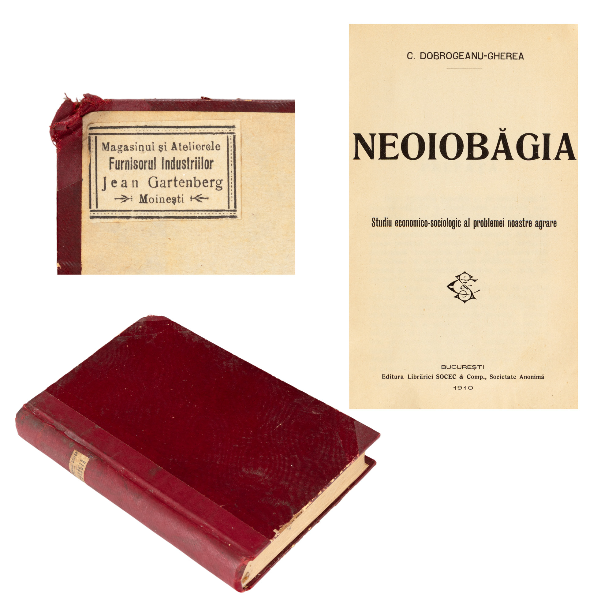 "Neoiobăgia", by Constantin Dobrogeanu-Gherea, princeps edition, Bucharest, 1910