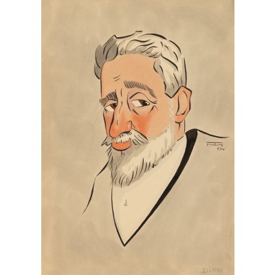 Caricatura omului politic liberal Constantin (Dinu) Brătianu (1866-1950), de MIhai Tacorian, 1934
