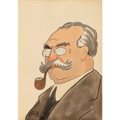 Caricature of the politician Alexandru Vaida-Voevod (1872-1950), by Mihai Tacorian, 1932