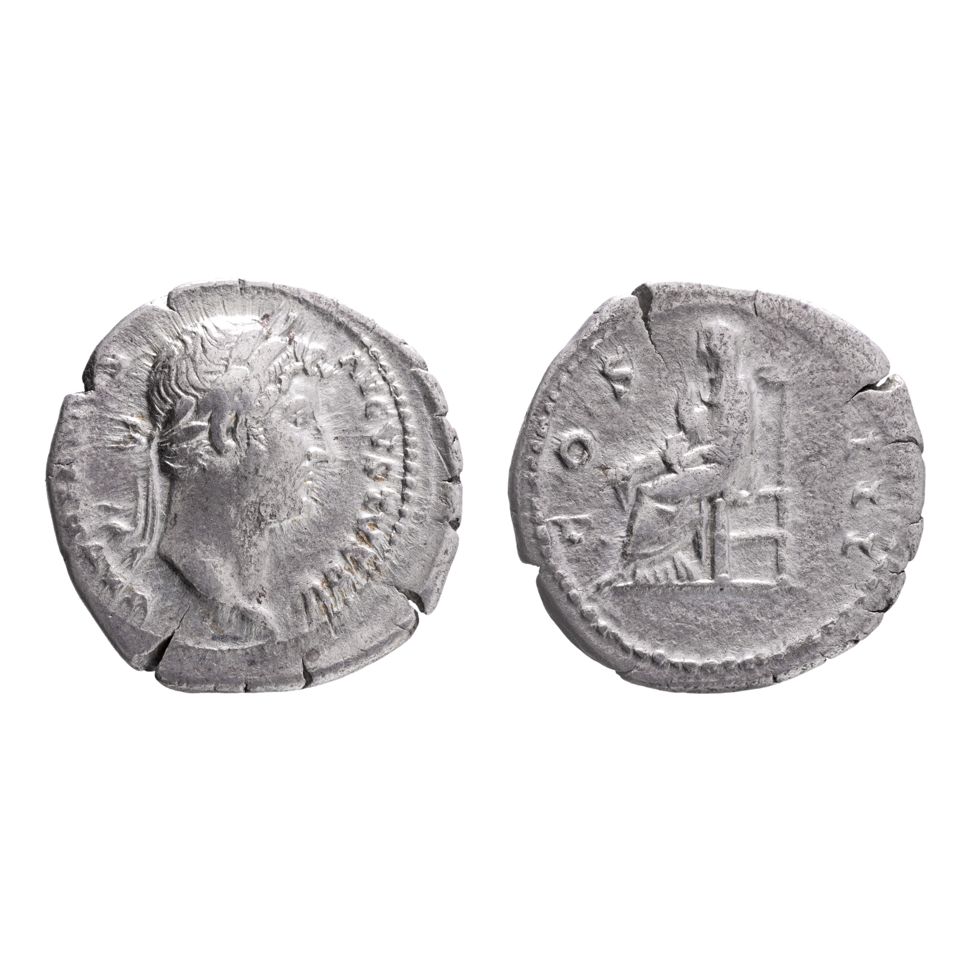 Monedă Denarius, Hadrian, tip Pudicitia, Imperiul Roman, 128-129 e.n., argint