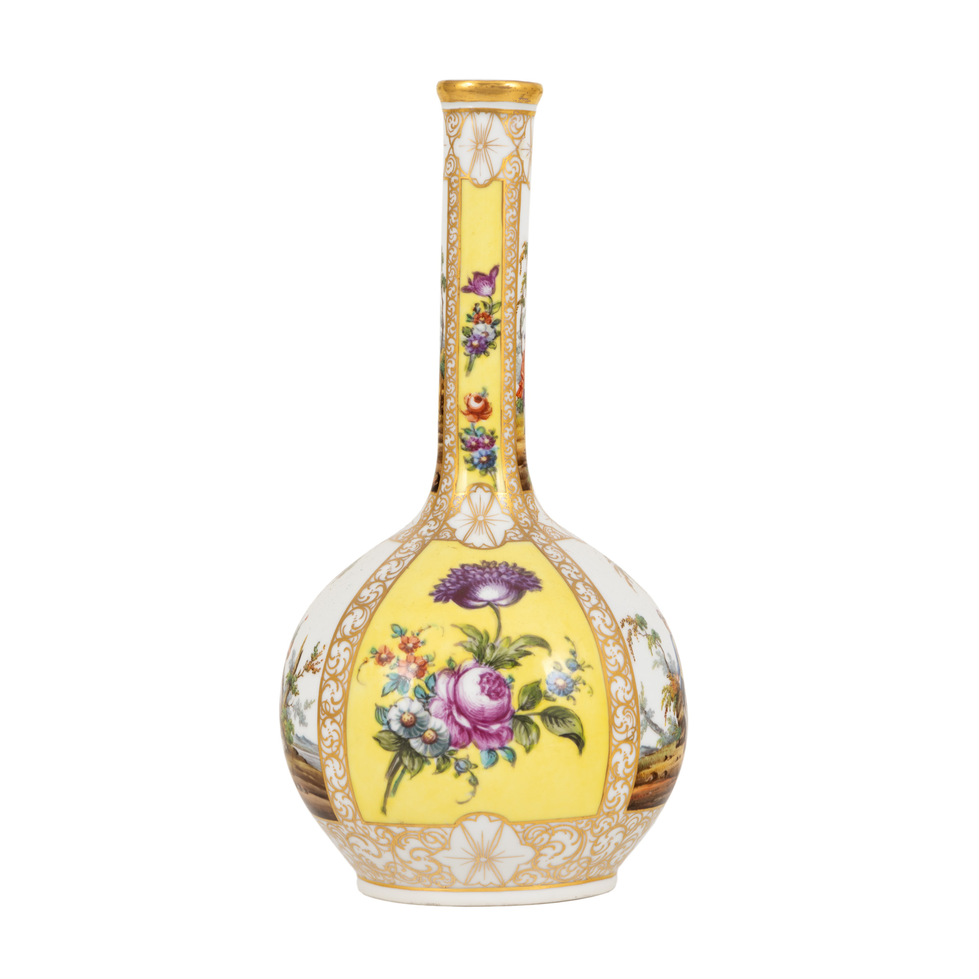 Vază Augustus Rex, din porțelan, pictat cu scene galante și decor floral, cca 1880