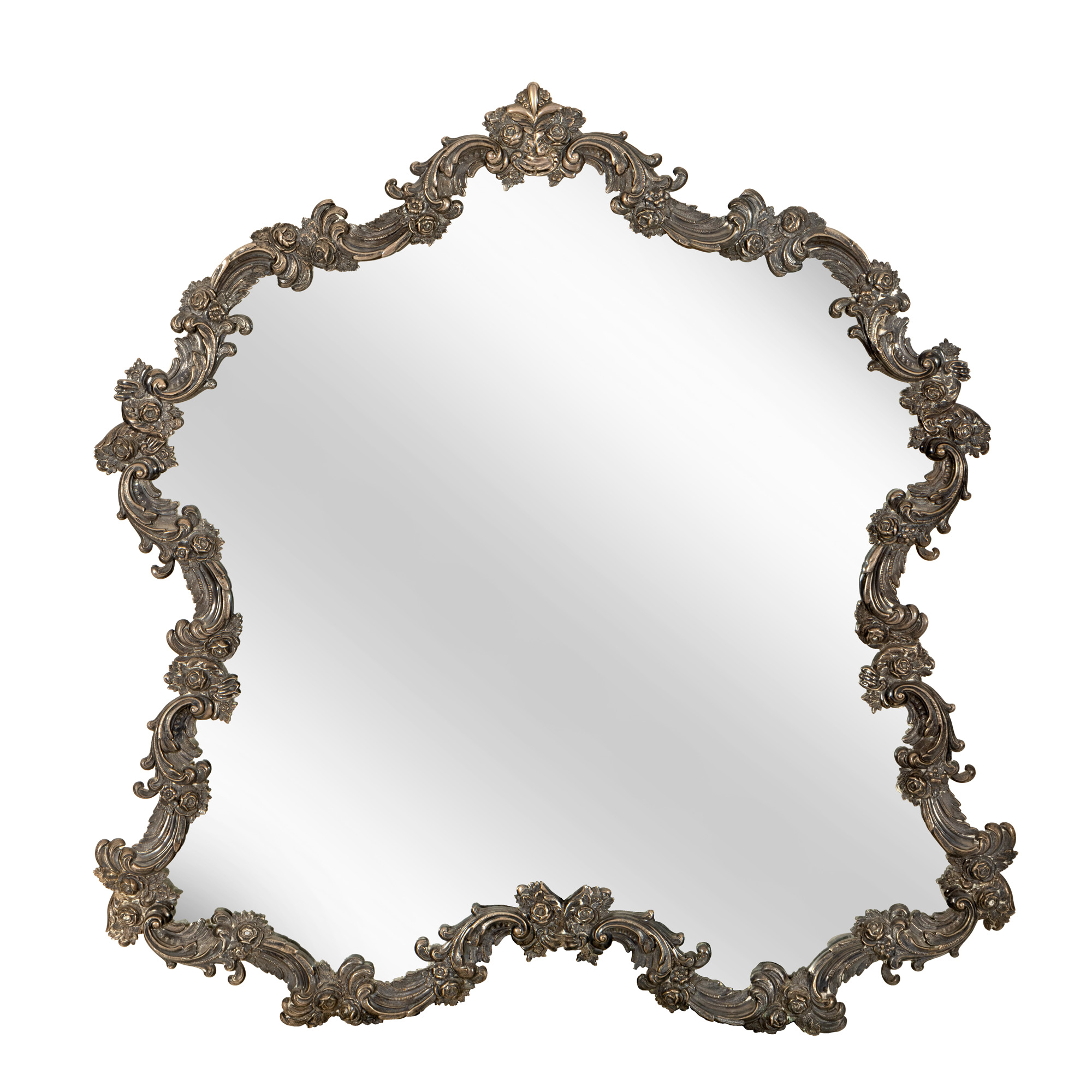 Rococo style mirror, with silver frame, approx. 1830