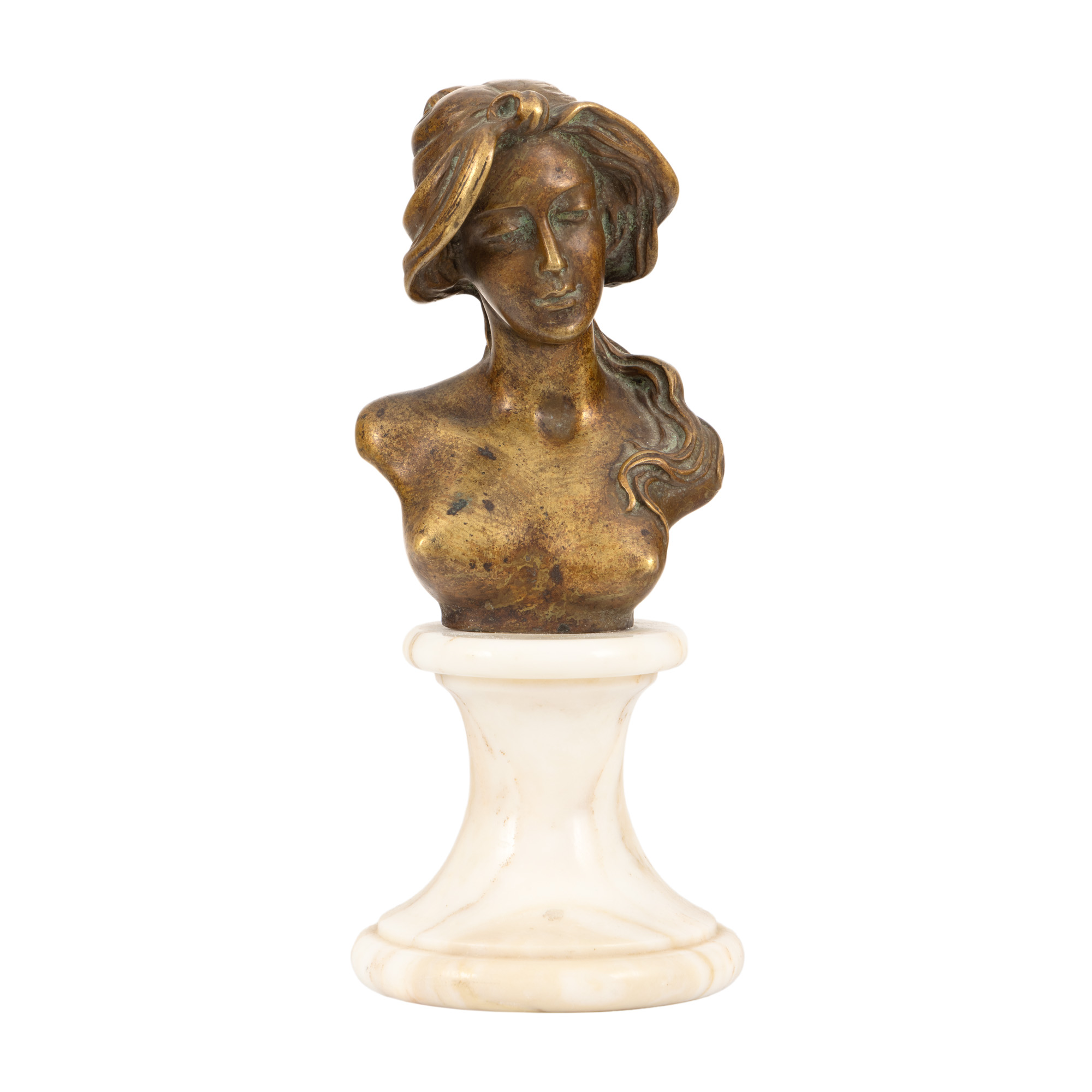 ”Feminitate” - statuetă Art Nouveau, reprezentând un bust feminin, semnat J.P. Moreau, cca. 1900 
