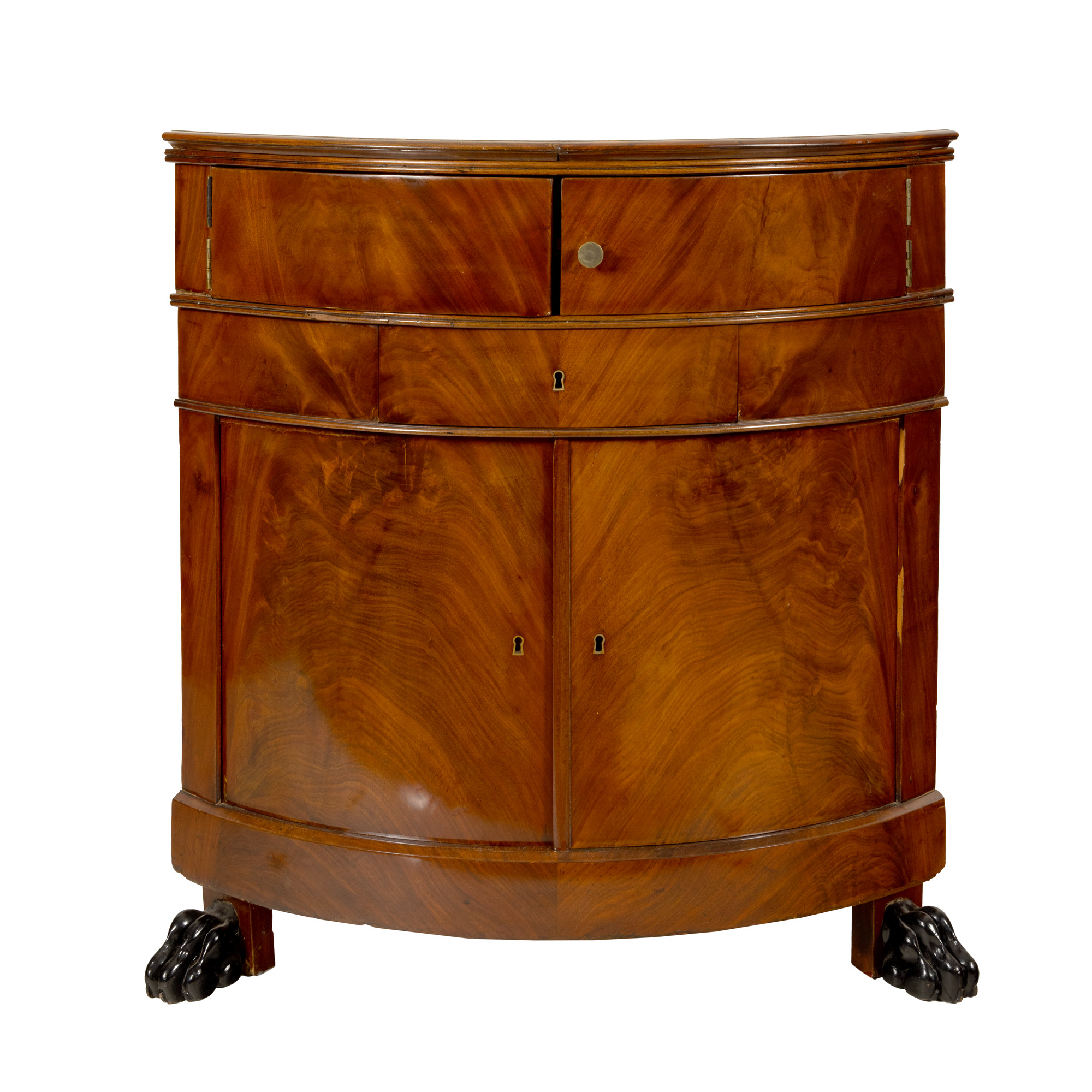 Comodă-colțar în manieră Biedermeier, din lemn, sfârșitul sec. XIX, provine din colecția Prințului Ghyka