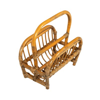 Rattan newspaper and magazine rack, mid 20th century