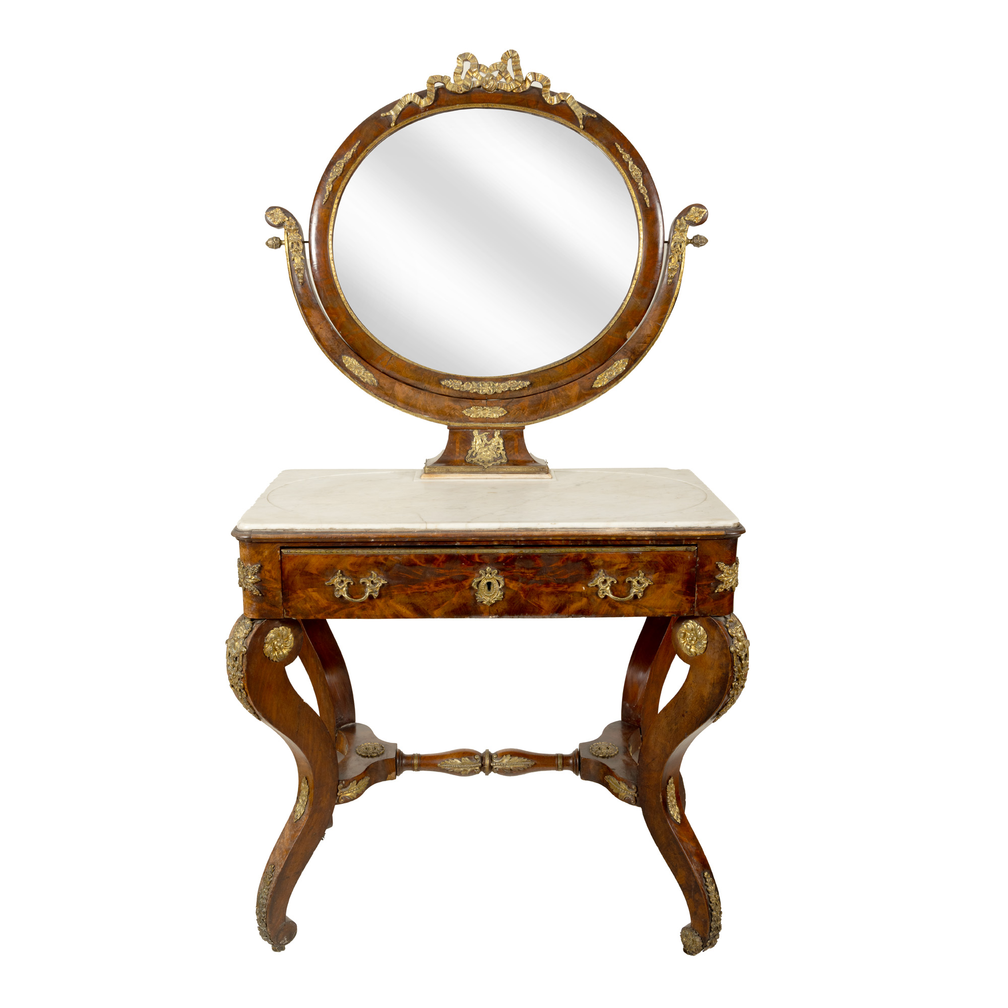 Louis XVI style dressing table, adorned with doré bronze elements, circa 1900