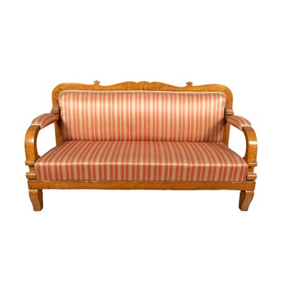 Canapea în stil Biedermeier, decorată cu intarsii, cca. 1900