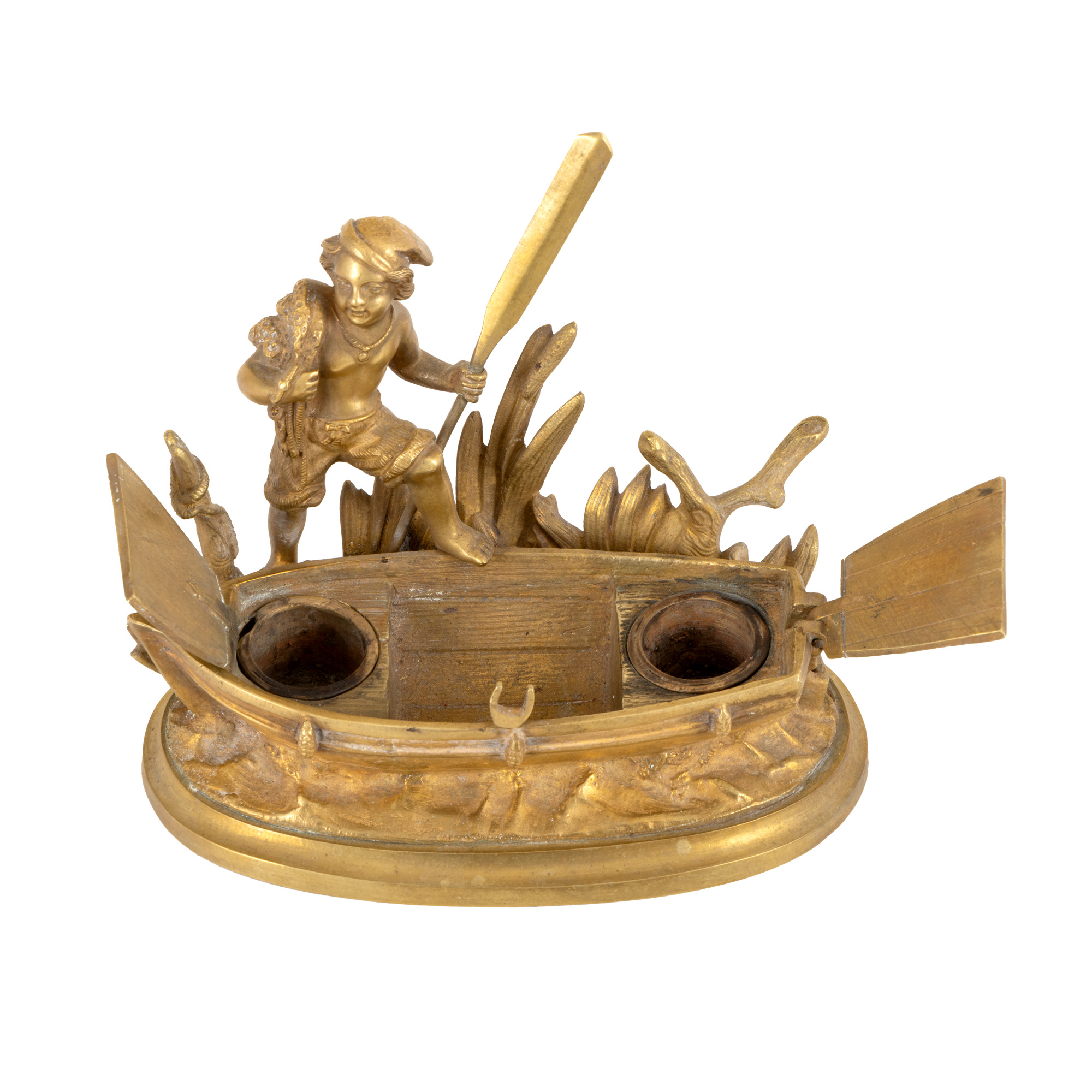 Encrieră din bronz doré, sub formă de gondolă, cca. 1940