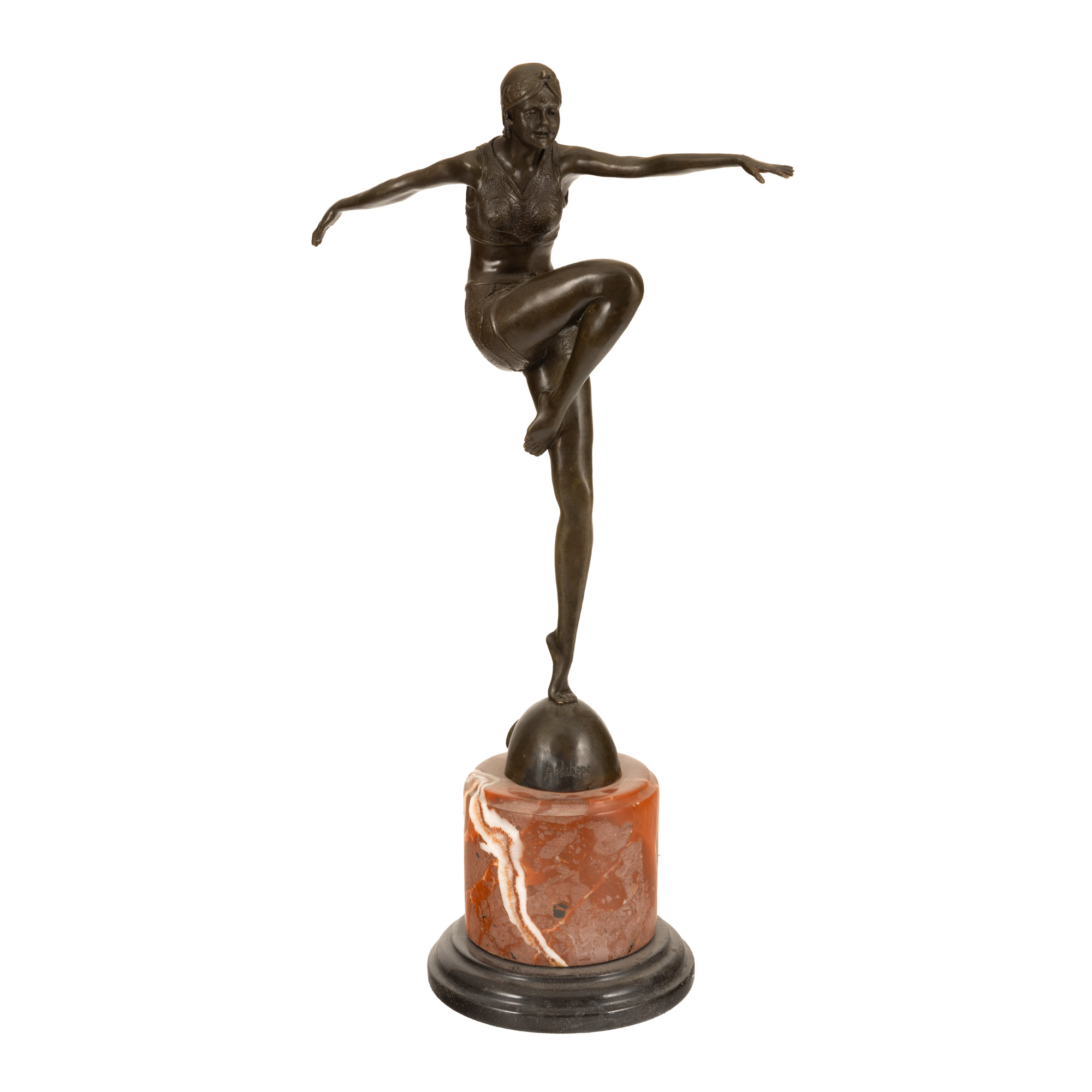 ”Dansatoare” - statuetă Art Deco din bronz, semnată P. Philippe