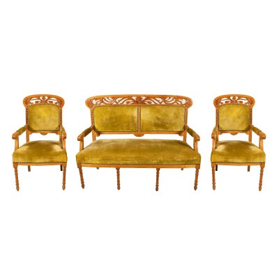 Garnitură Arts & Crafts din lemn, începutul sec. XX