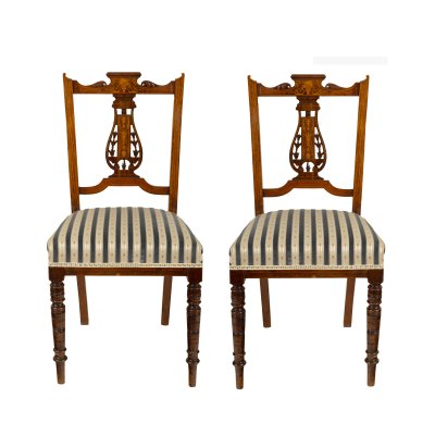 Pereche de scaune Victoriene, intarsiate, începutul sec. XX