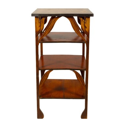 Etajeră Art Nouveau, decorată cu intarsii în model floral, cca. 1920