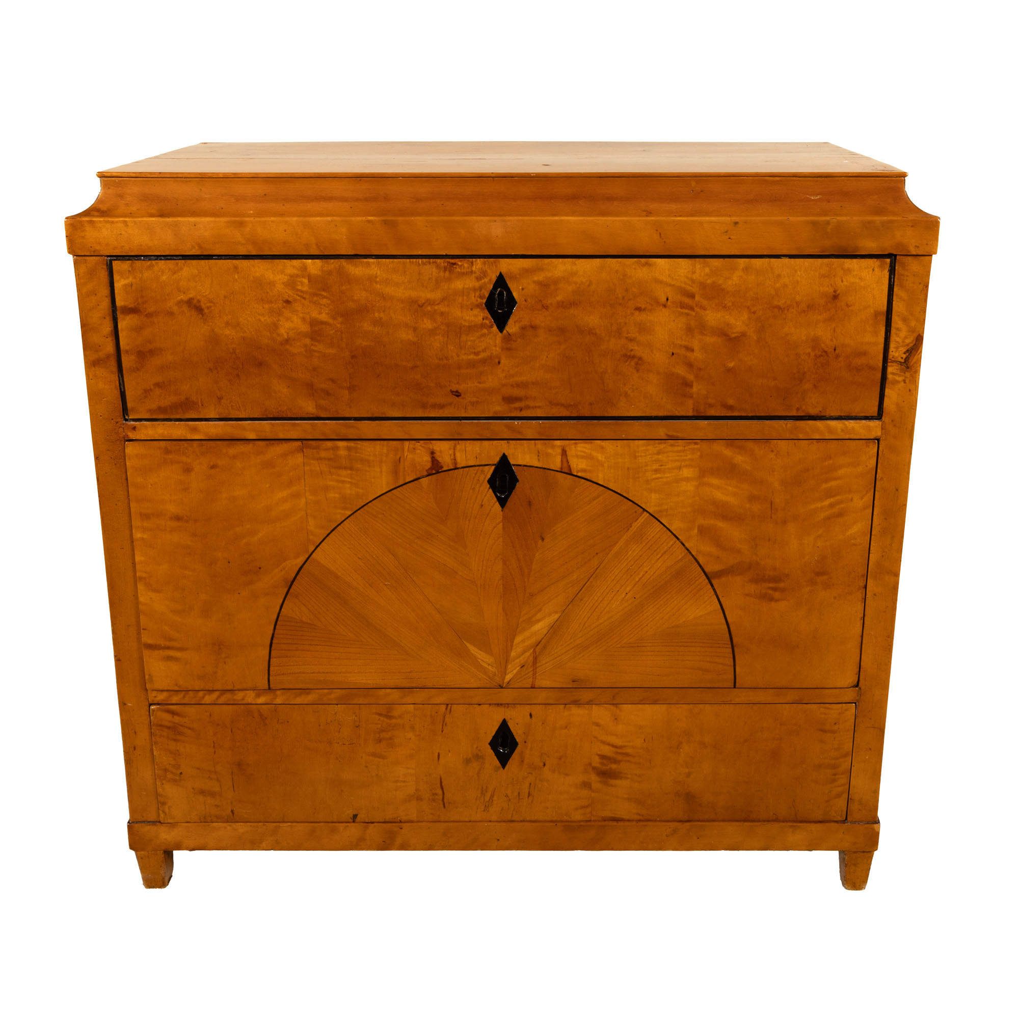 Biedermeier-style secretaire chest made of birch wood, early 20th century