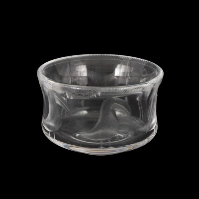 Glass vide-poche decorated with toucan, Erik Höglund design, approx. 1950-1960