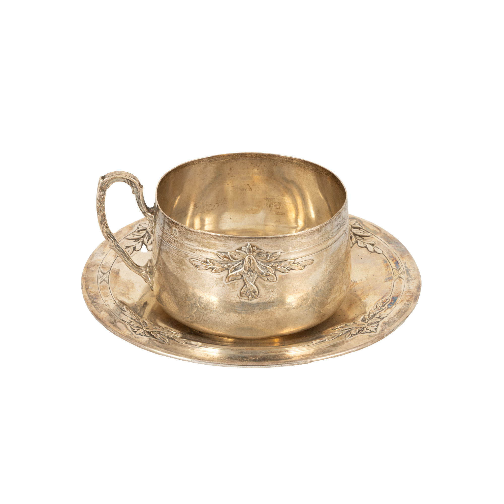 Set din argint, format din ceașcă și farfurie, semnat Louis Coignet, Paris, Franța, 1889-1893