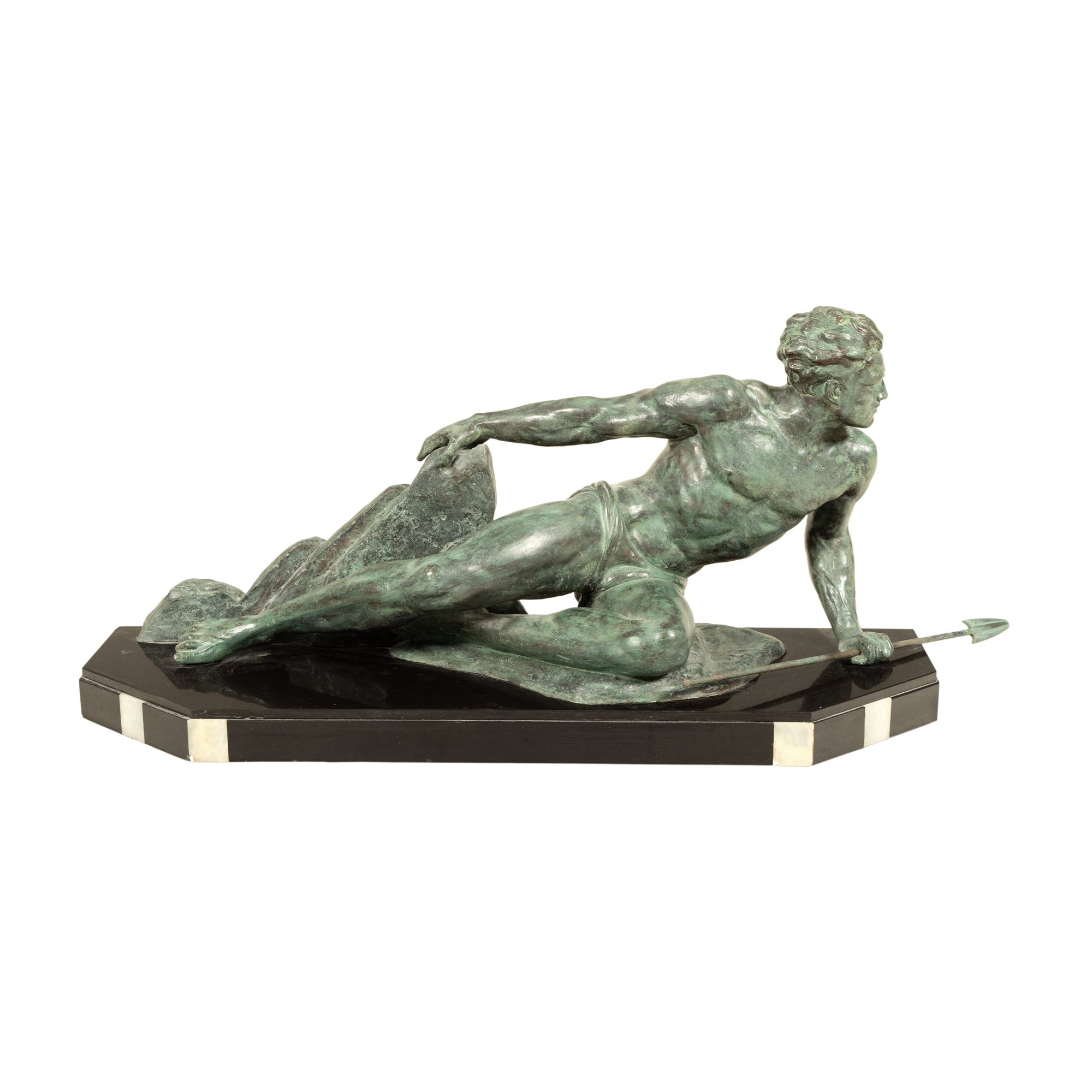 "Vânător cu suliță" - statuetă Art Deco, semnată Jean de Roncourt, 1925-1930