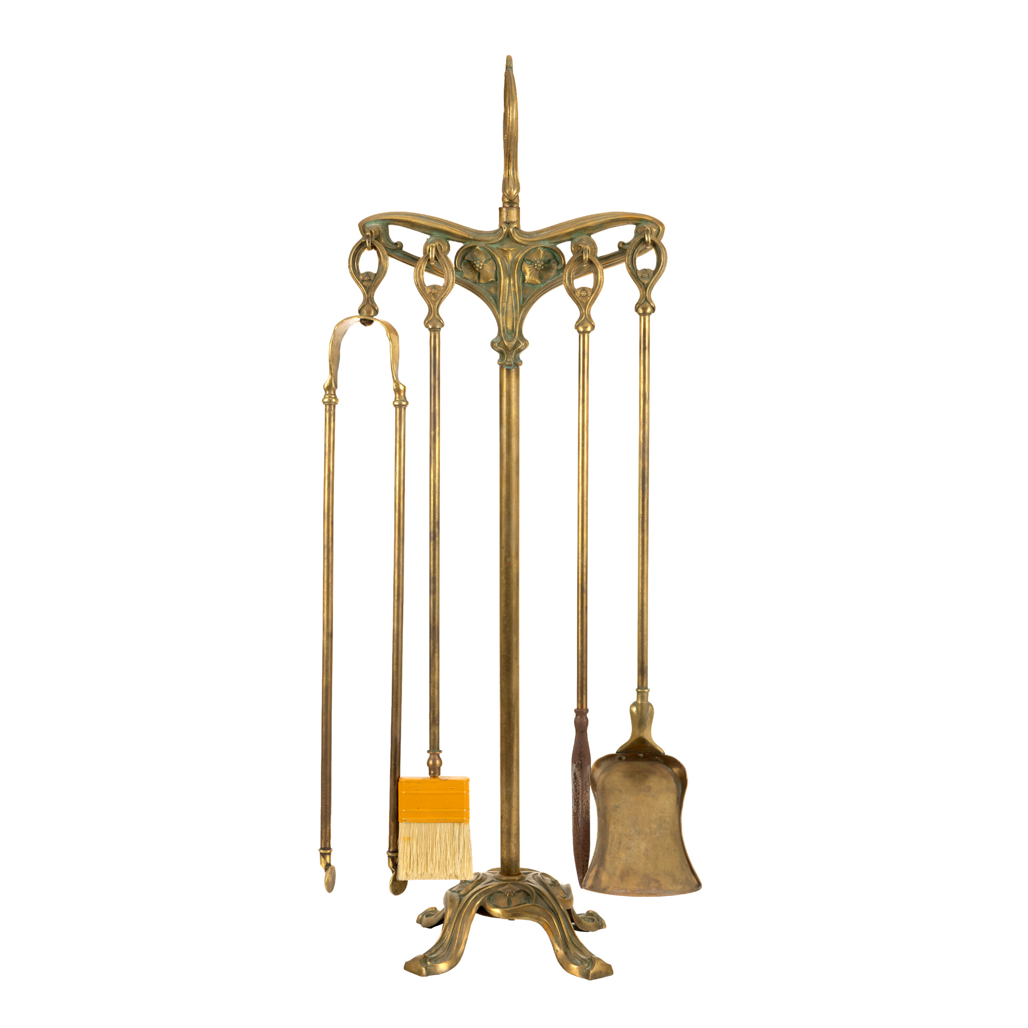 Art Nouveau style fireplace ensemble, made of bronze, first half of the 20th century