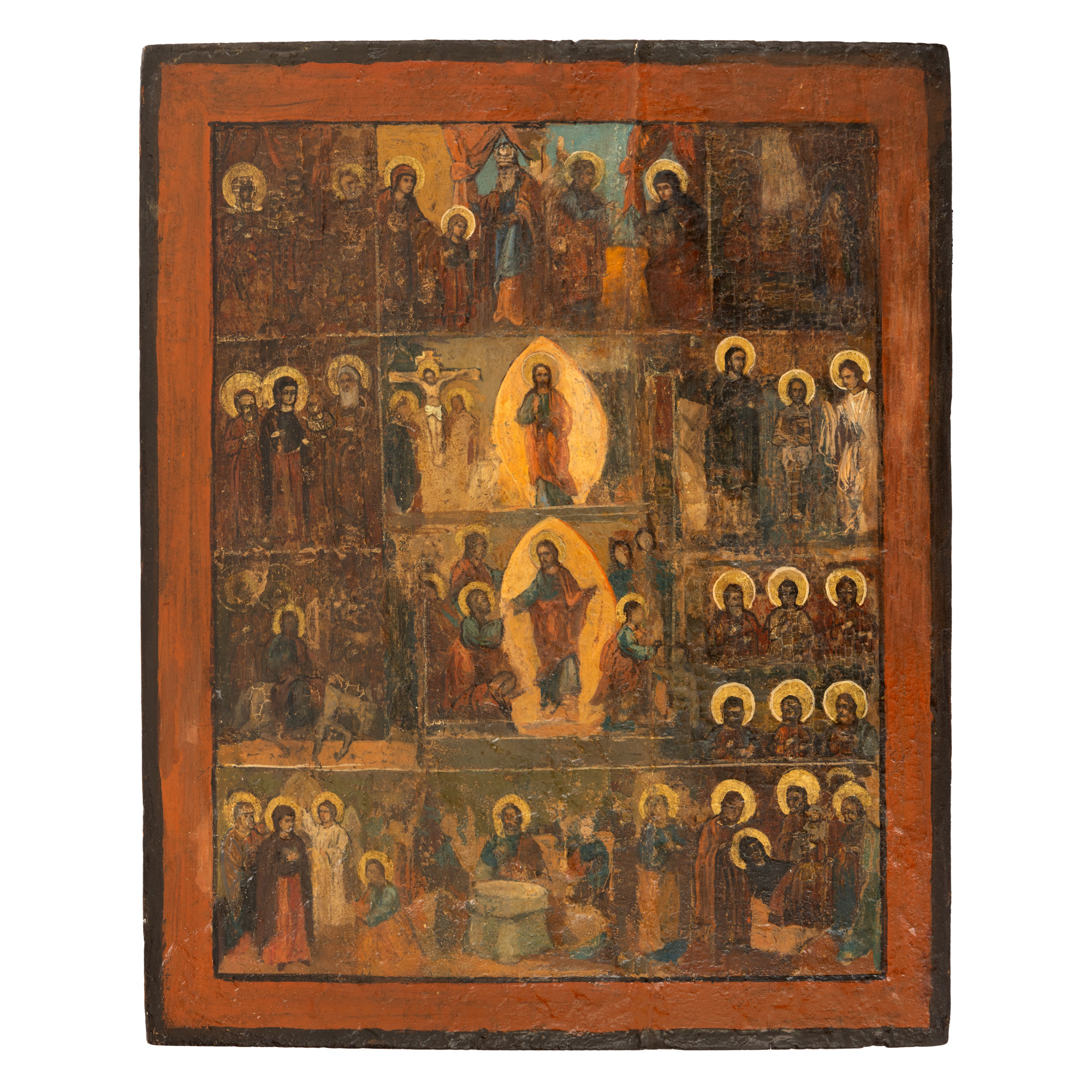 Icon on wood, "Resurrection of the Lord and 12 scenes", Lipovan school, mid 19th century, comes from the collection of the painter Honoriu Crețulescu