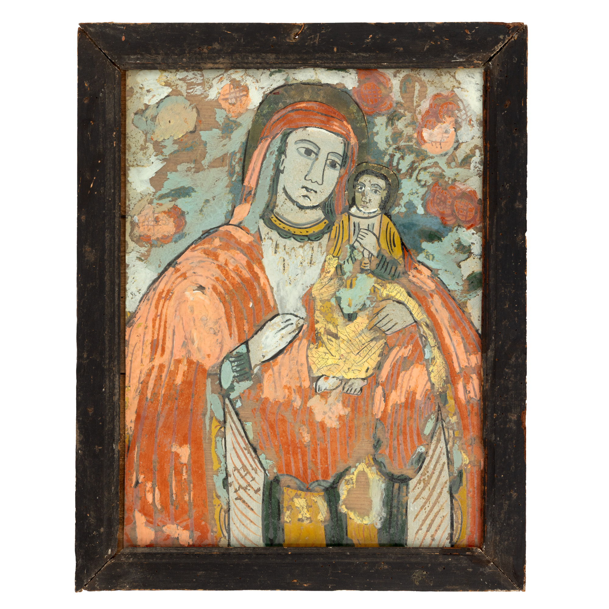 Icoană pe glajă, ”Maica Domnului cu Pruncul (Hodighitria)”, atelier din Gherla, sfârșitul sec. XIX - începutul sec. XX