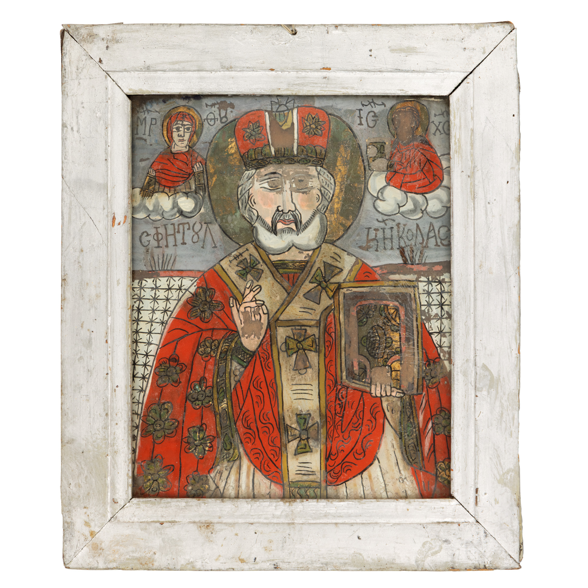 Icoană pe glajă, "Sfântul Nicolae", atelier din Șcheii Brașovului, a doua jumătate a sec. XIX