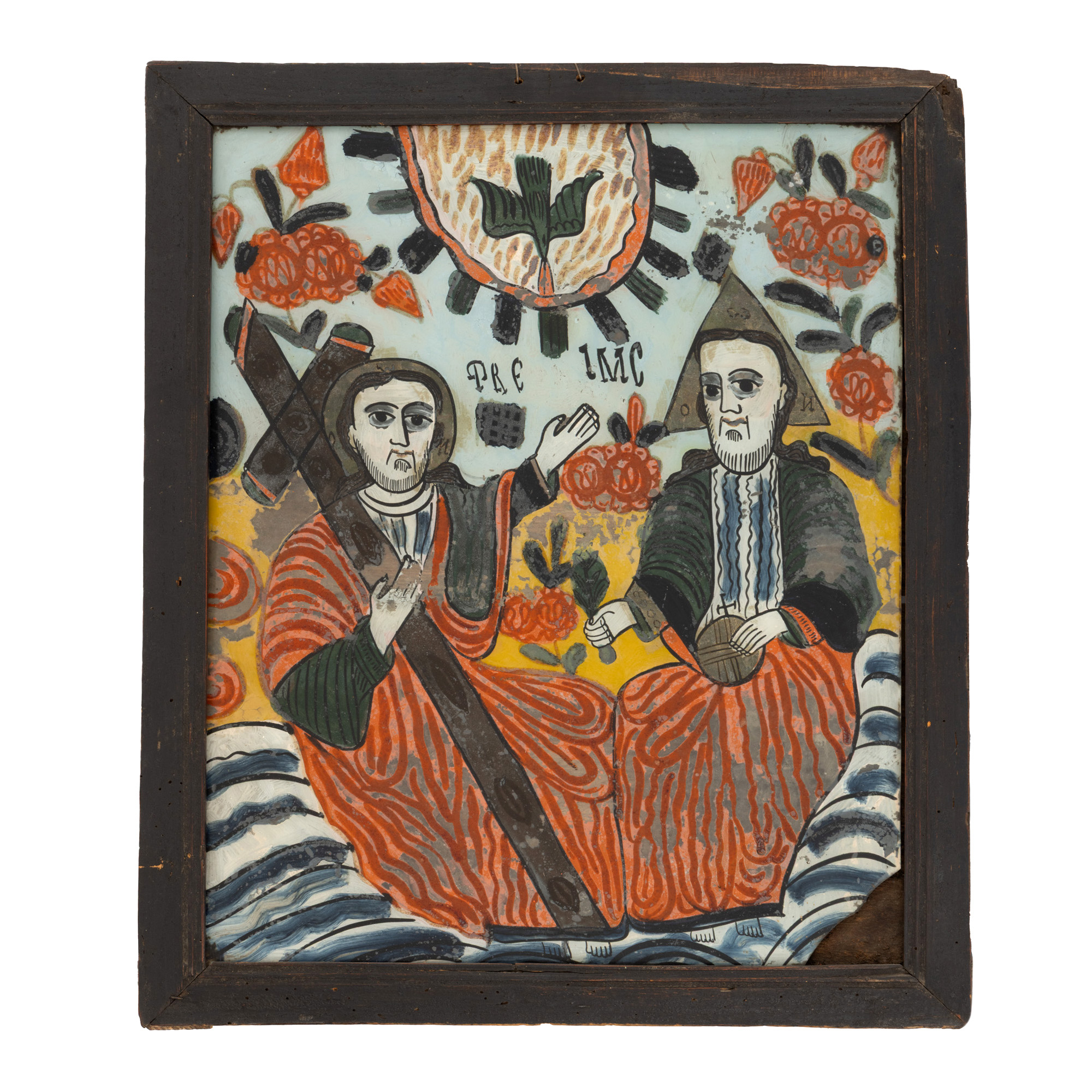 Icoană pe glajă, "Sfânta Treime", atelier din Gherla, sfârșitul sec. XIX