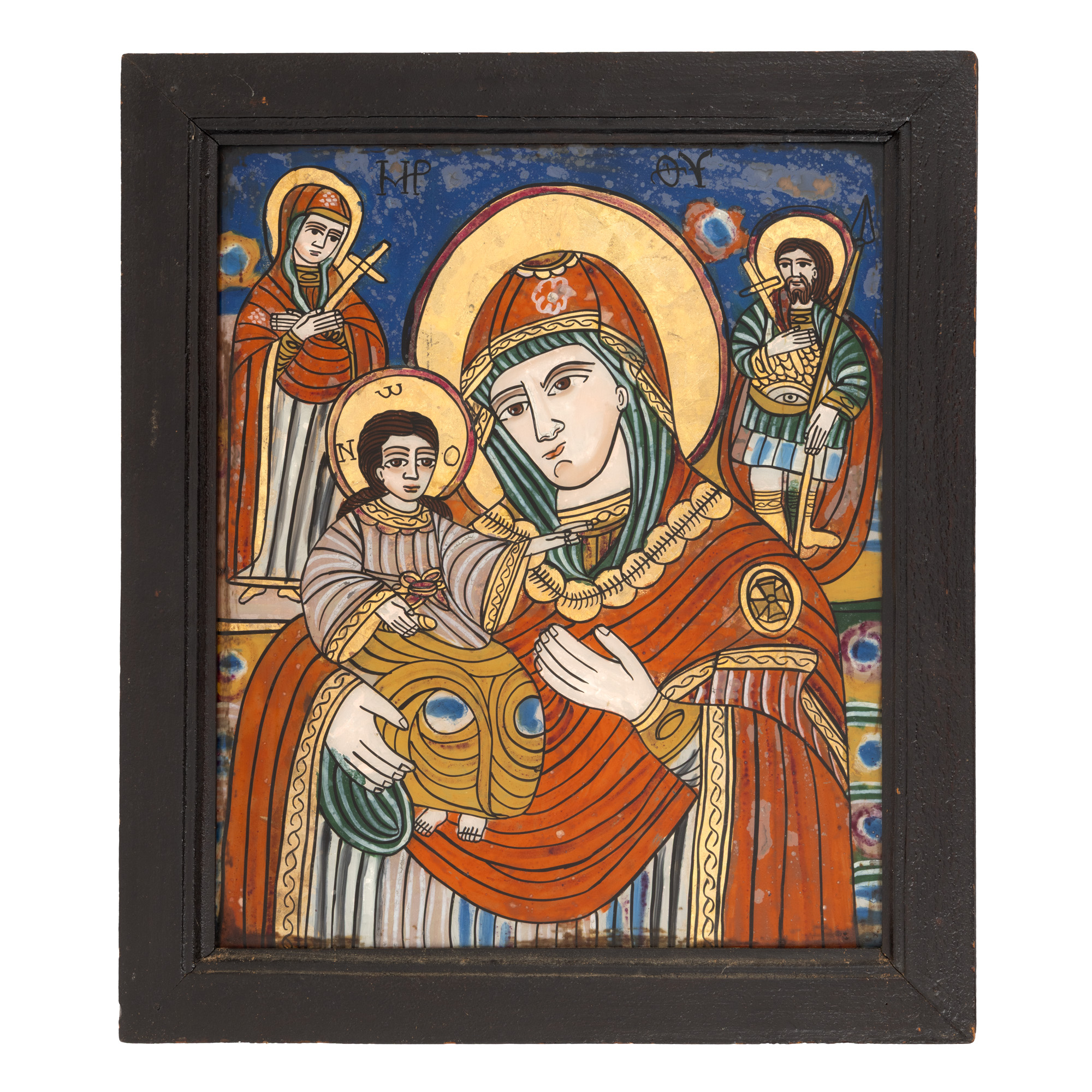 Icoană pe glajă, ”Maica Domnului cu Pruncul (Hodighitria)”, atelier din Șcheii Brașovului, a doua jumătate a sec. XIX