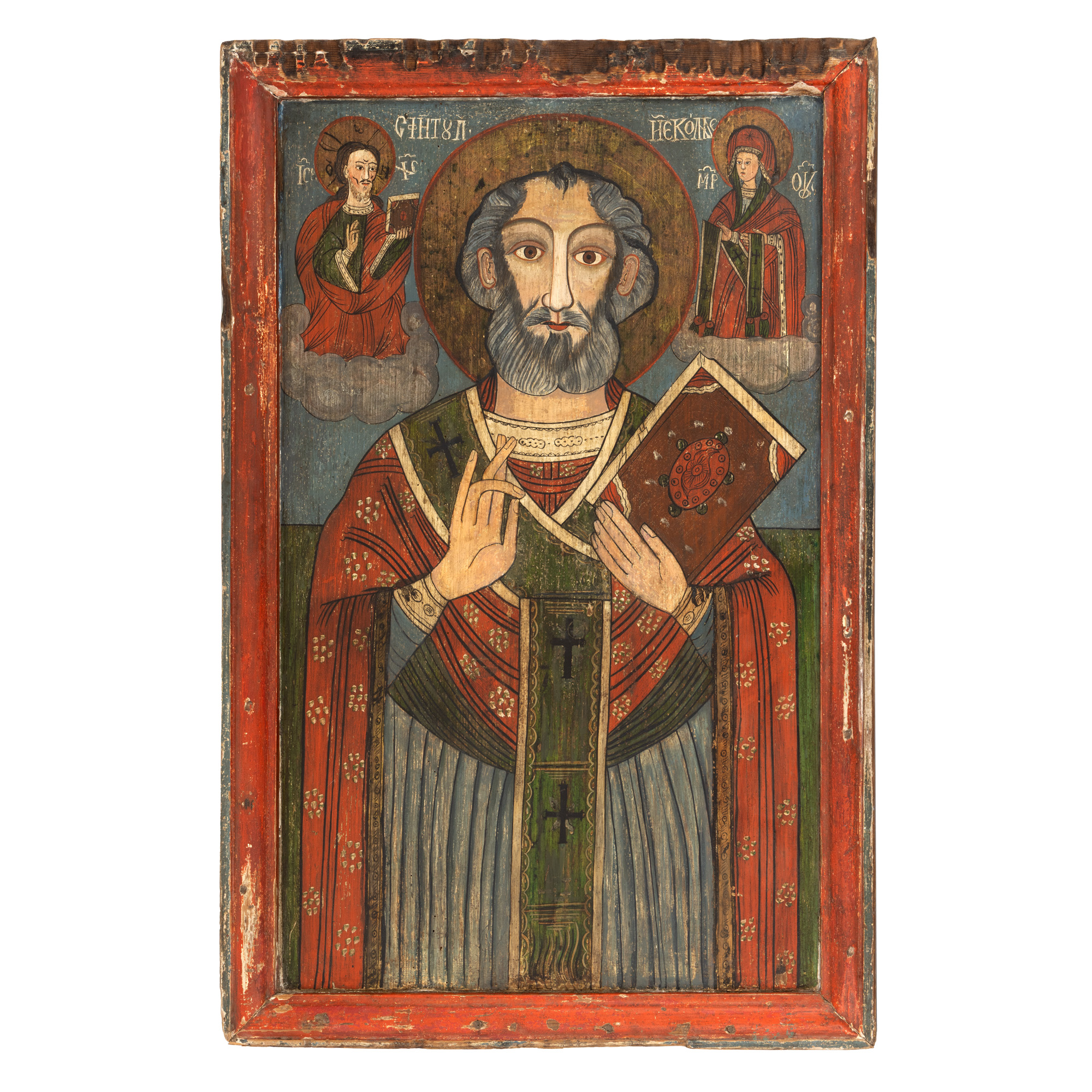 Icoană împărătească pe lemn, ”Sfântul Nicolae”, școală transilvăneană, sudul Transilvaniei, a doua jumătate a sec. XVIII, de colecție
