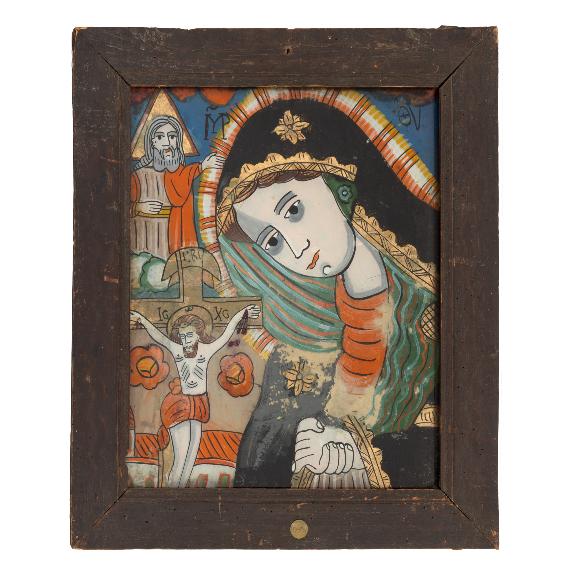 Icoană pe glajă, ”Maica Domnului Îndurerată”, atelier din Șcheii Brașovului, a doua jumătate a sec. XIX