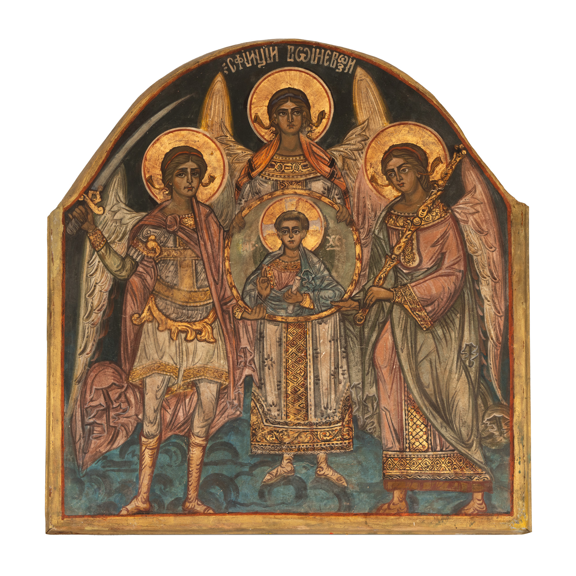 Fresco, "Assembly of the Holy Archangels", Romanian school, 20th century, collector's item