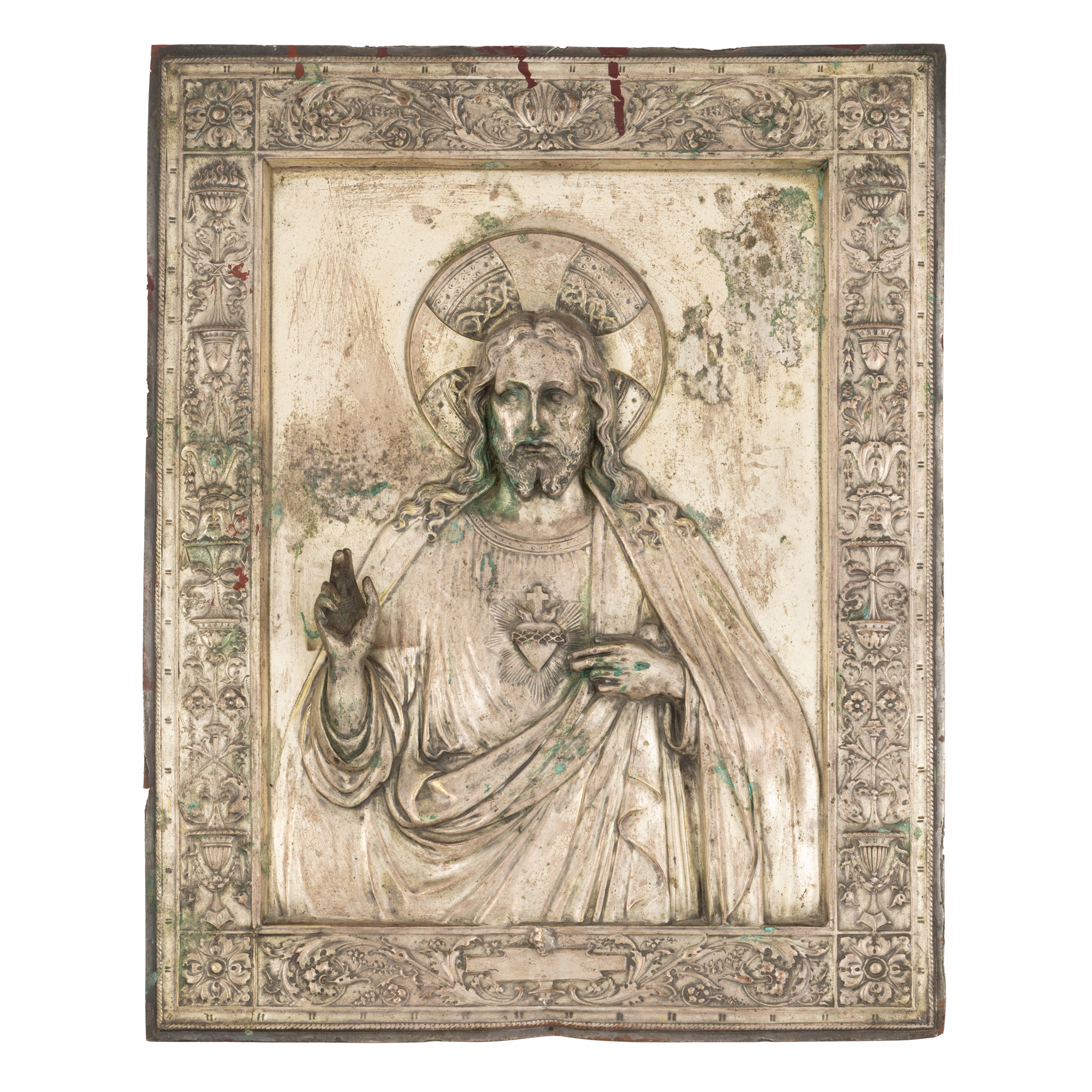 Silver-plated relief icon, "Jesus Blessing", Romanian workshop, 19th century
