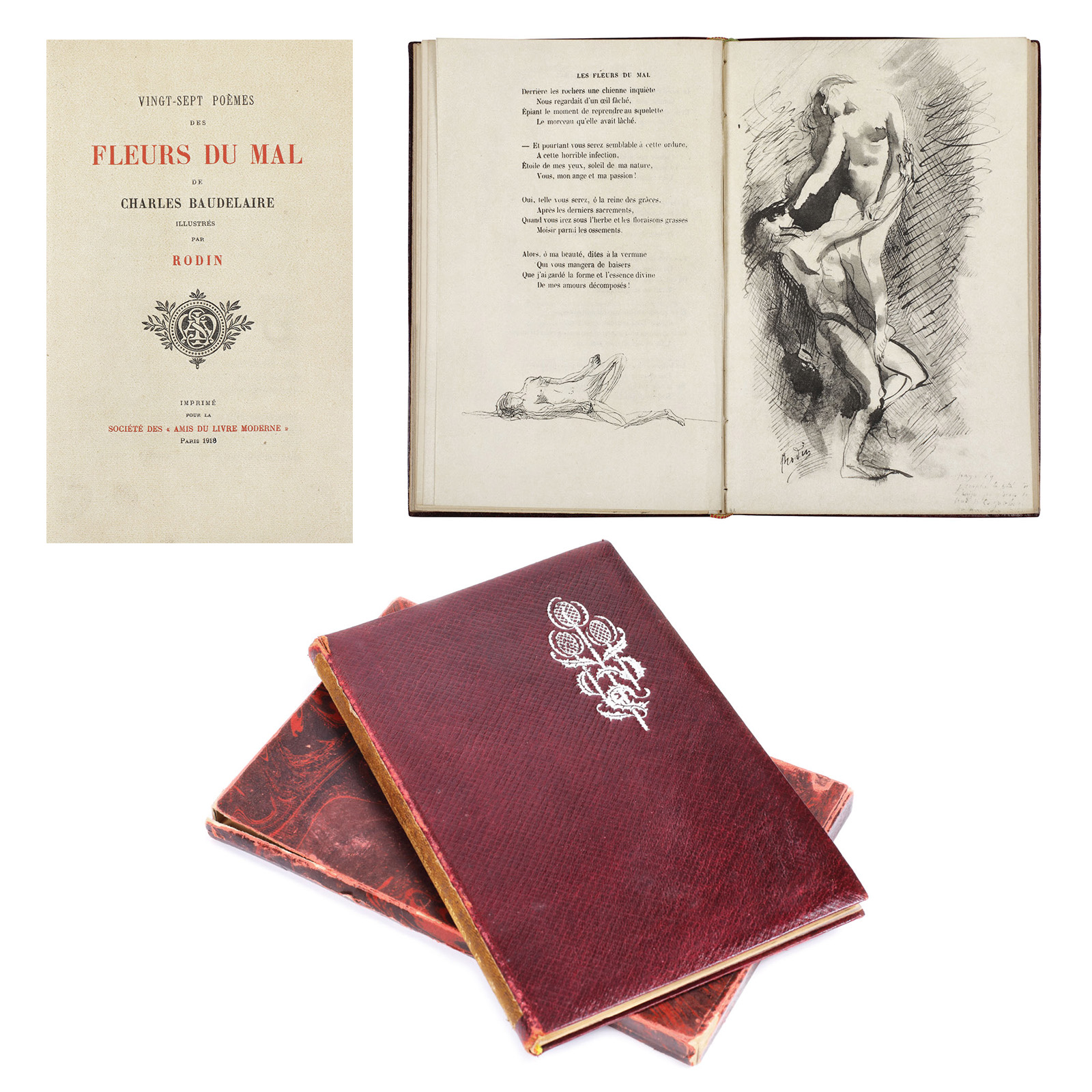 "Fleurs du mal", Charles Baudelaire, edition illustrated by Auguste Rodin, Paris, 1918