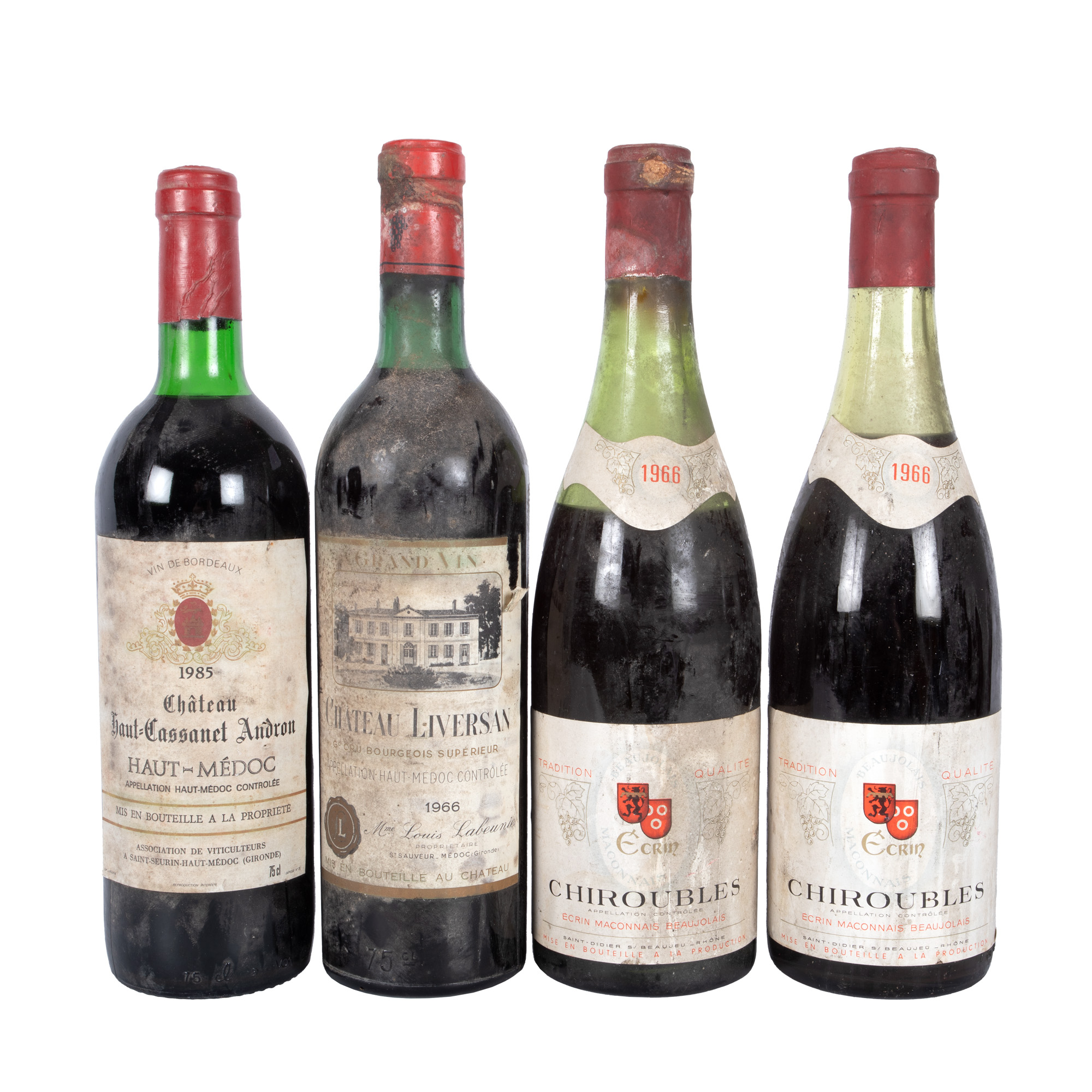 Lot format din diverse apelațiuni franțuzești, 1966/1983, 4st x 0,75l