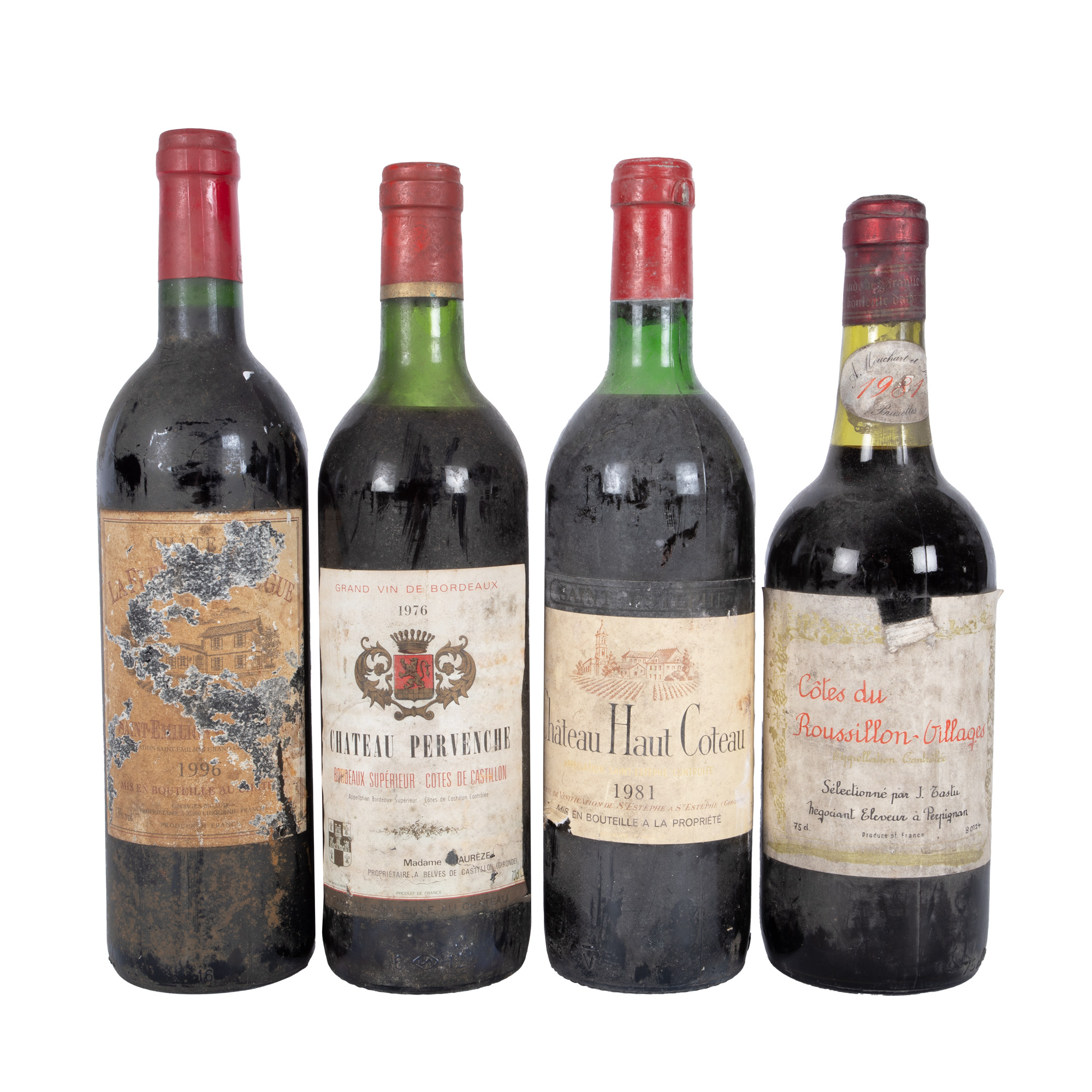 Lot format din diverse apelațiuni franțuzești, printre care și Saint-Émilion Grand Cru, 1976/1981/1996, 4st x 0,75l