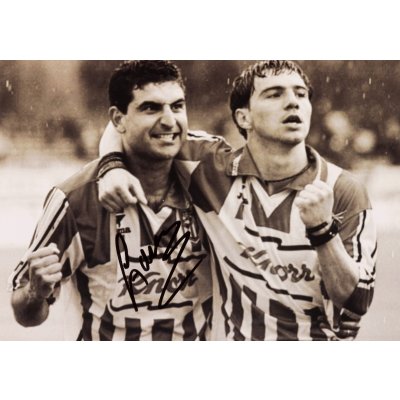 Photograph featuring Ionel "Jerry" Gane and Cătălin Hâldan, with Ionel Gane's handwritten signature, framed