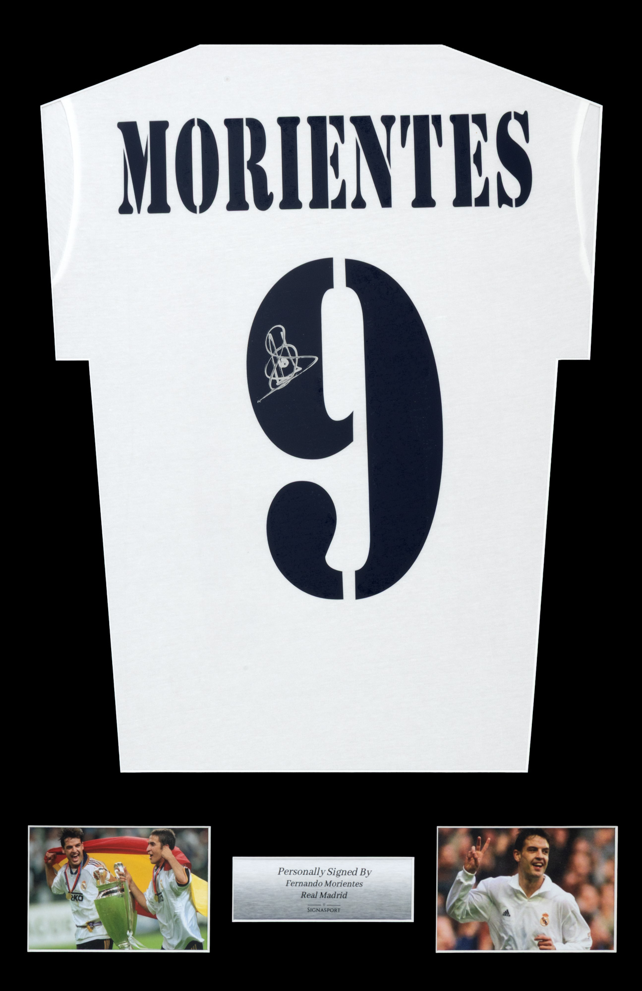 Tricou Real Madrid, cu semnătura ologafă a lui Fernando Morientes, înrămat