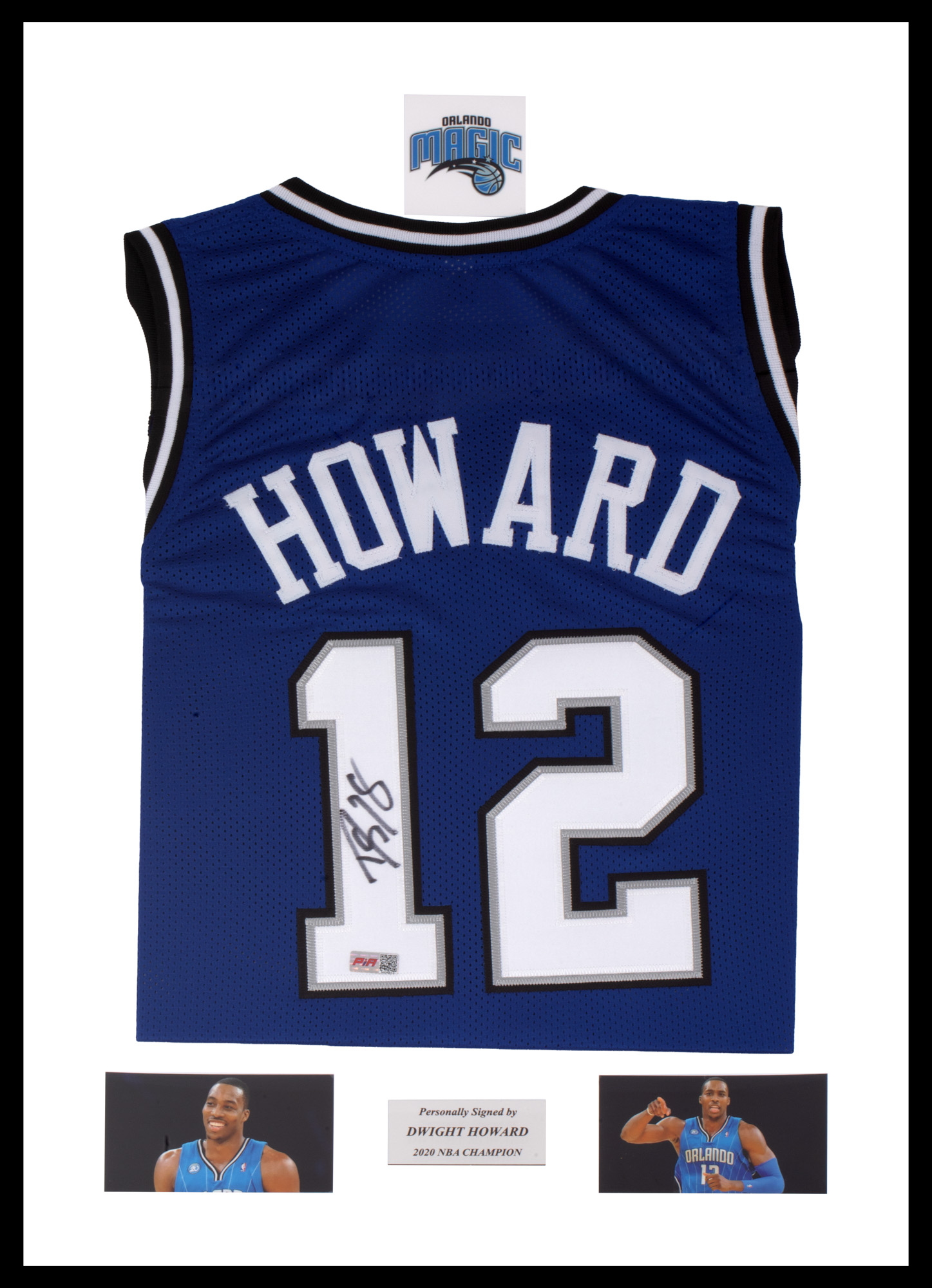 Orlando Magic T-shirt, with Dwight Howard's holographic signature, framed