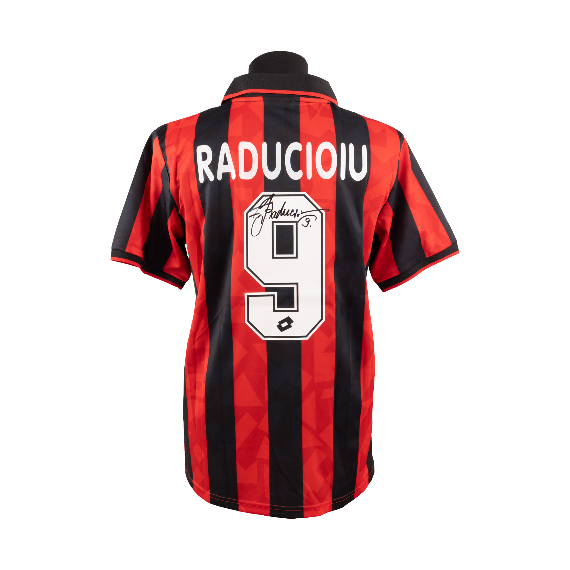 Tricou A.C. Milan, cu semnătura olografă a lui Florin Raducioiu