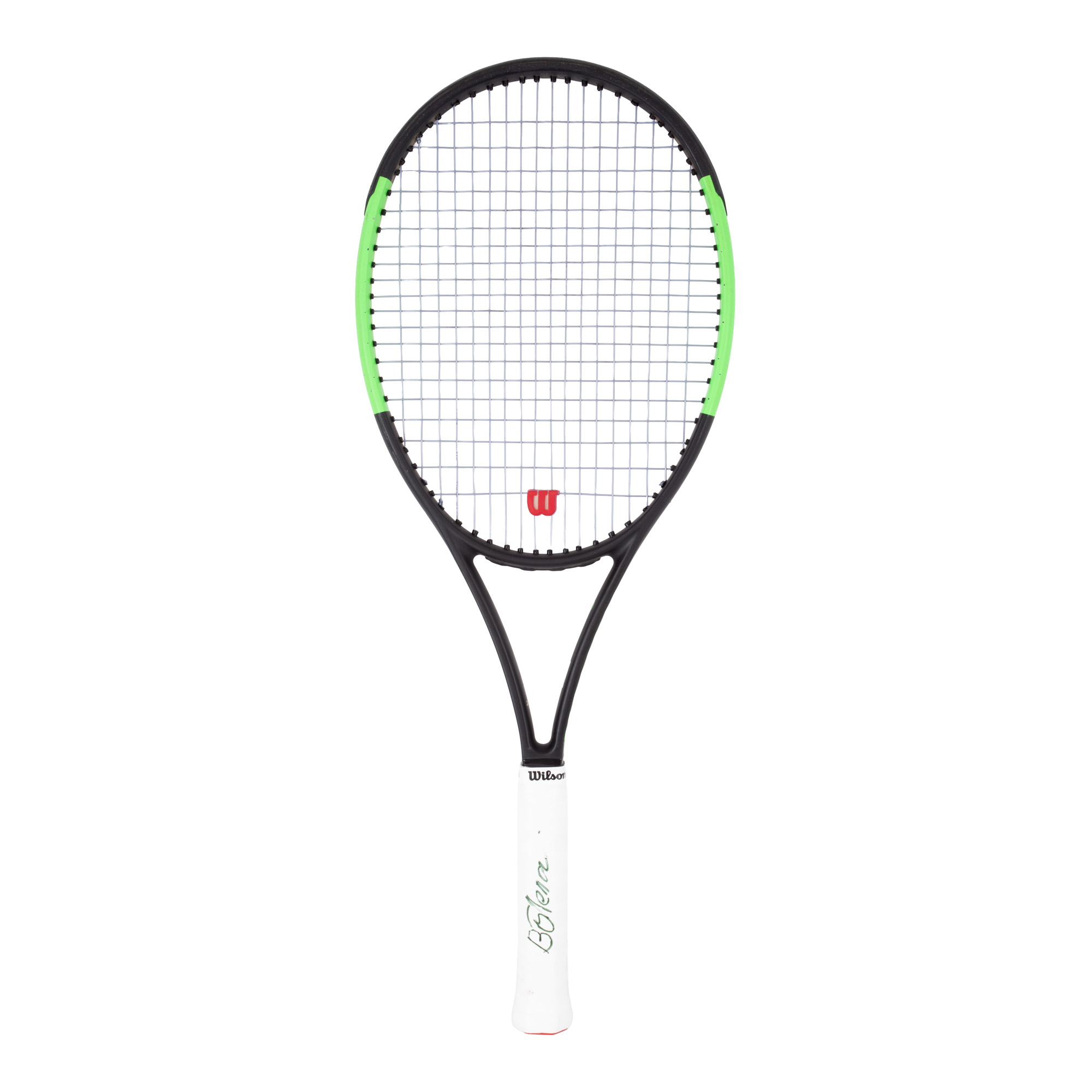 Tennis racket, used in professional competitions, with Elena Bogdan's holographic signature