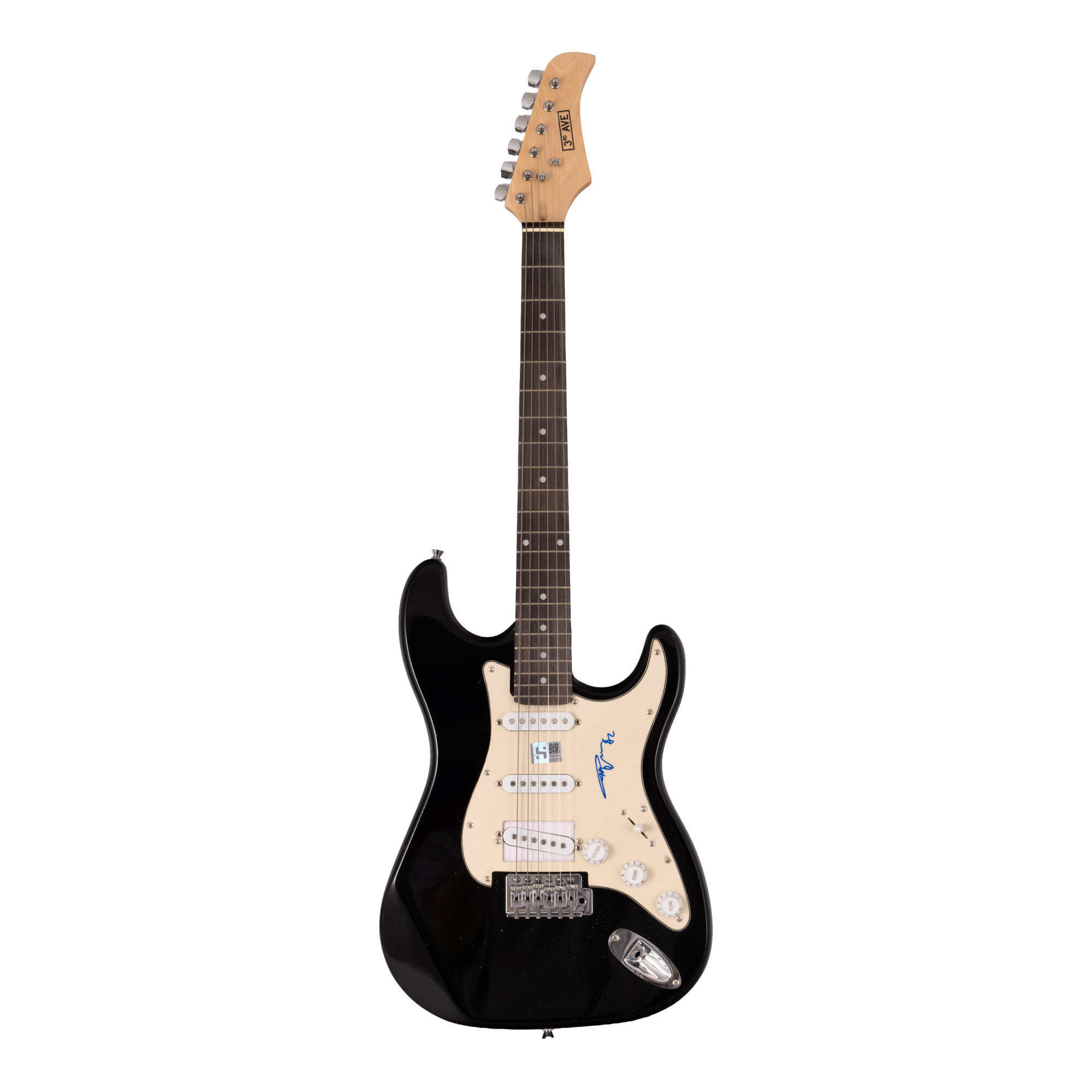 Electric guitar, with holographic signature of Angus Young, member of the band AC/DC