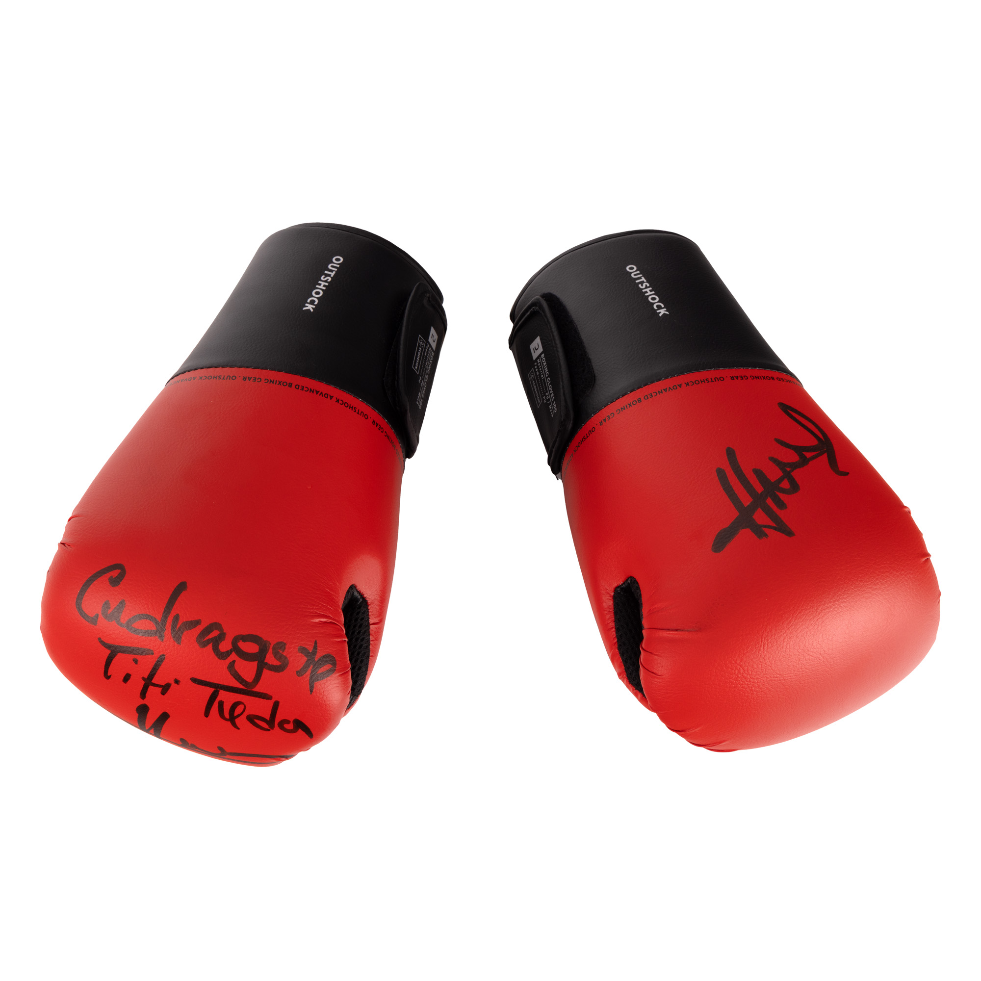 Pereche de mănuși de box, cu semnătura olografă a lui Titi "Prosop" Tudor, antrenor emerit