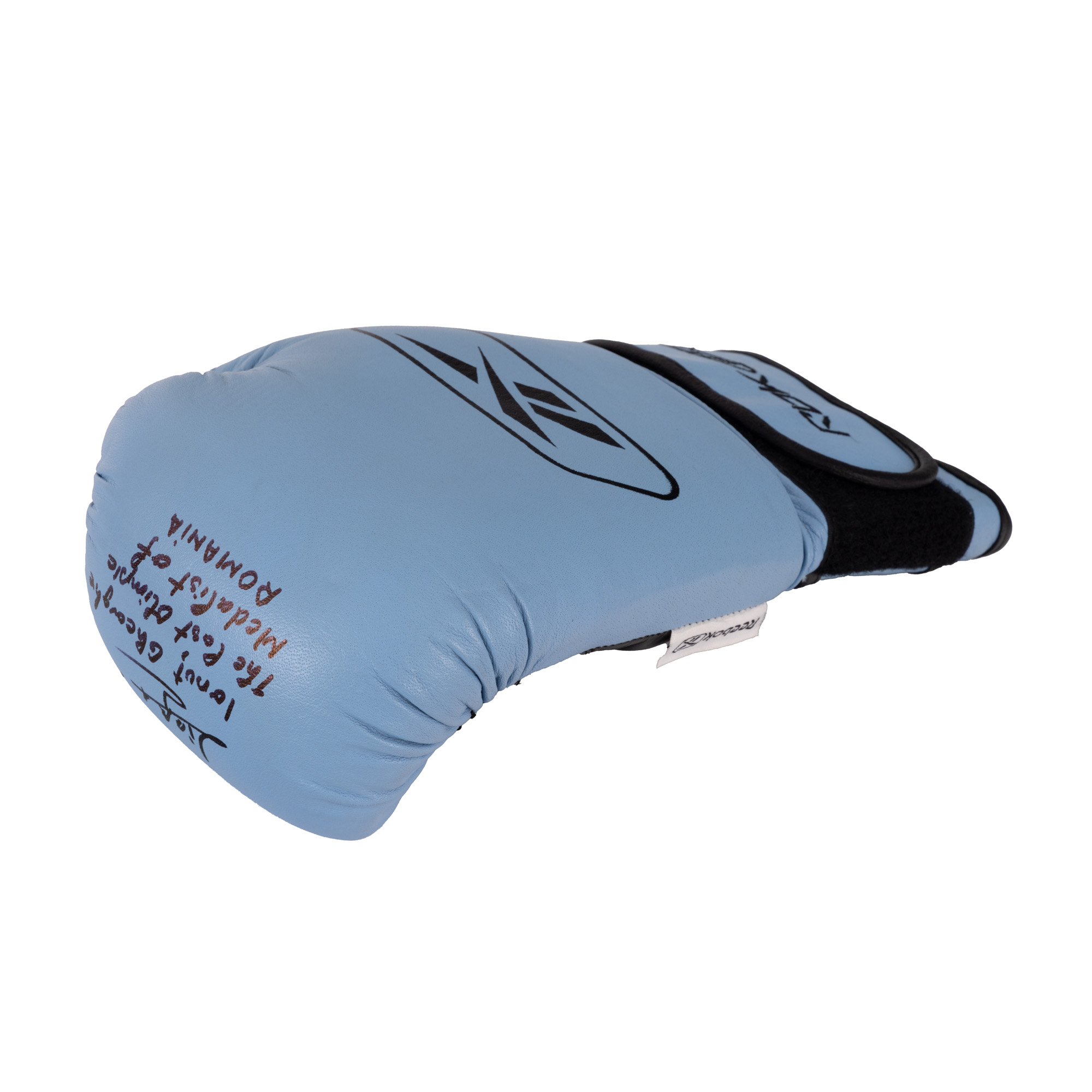 Mănușă de box, cu semnătura lui Ionuț Gheorghe, ultimul campion olimpic al României la box
