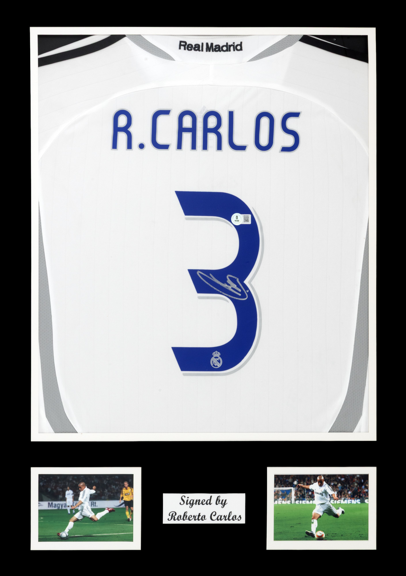 Tricou Real Madrid, cu semnătura olografă a lui Roberto Carlos, înrămat