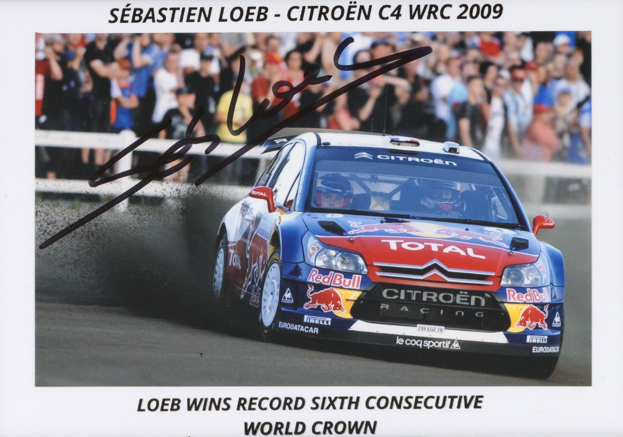 Fotografie cu autograful lui Sébastien Loeb, înrămată