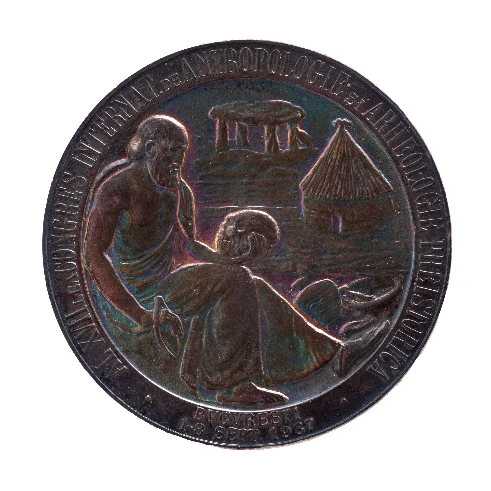 Medal "The XVII International Congress of Anthropology and Prehistoric Archaeology", engraver Emil Wilhelm Becker, 1937, silver