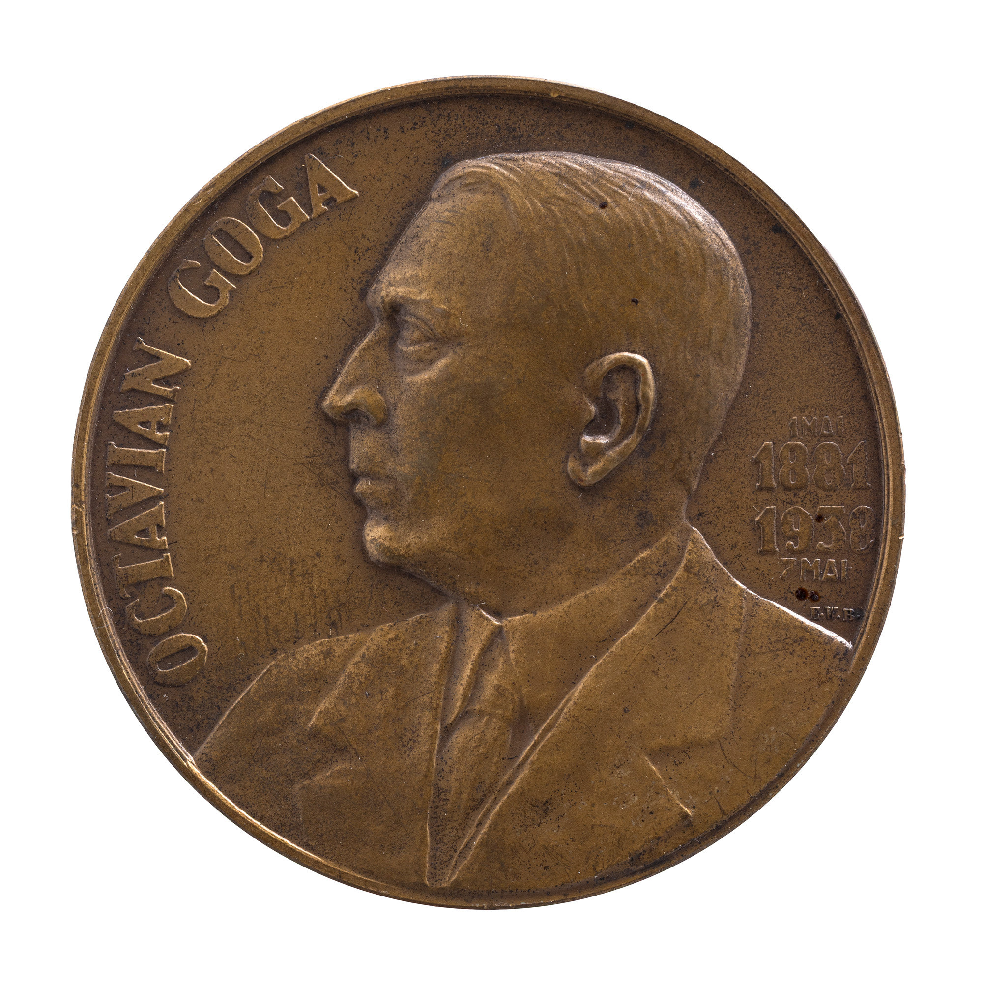 Medalie ”Octavian Goga, 1881-1938”, gravor Emil Wilhelm Becker, 1938