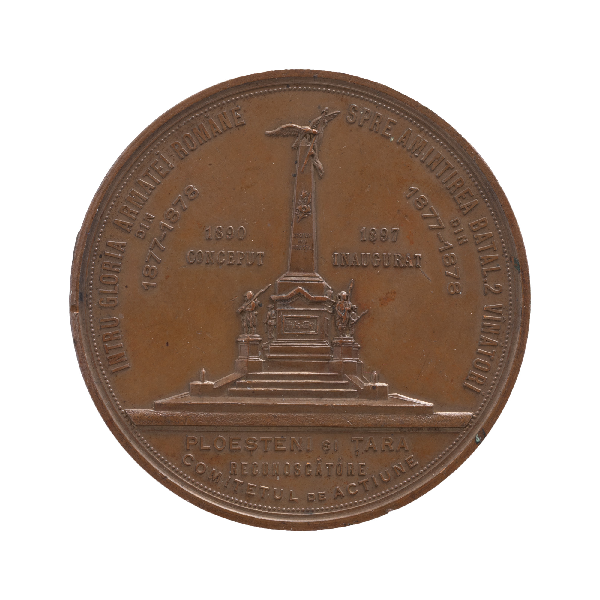 "Medal 'Monument of the 2nd Hunters Battalion from Ploiești', engraver Carniol son, 1897"