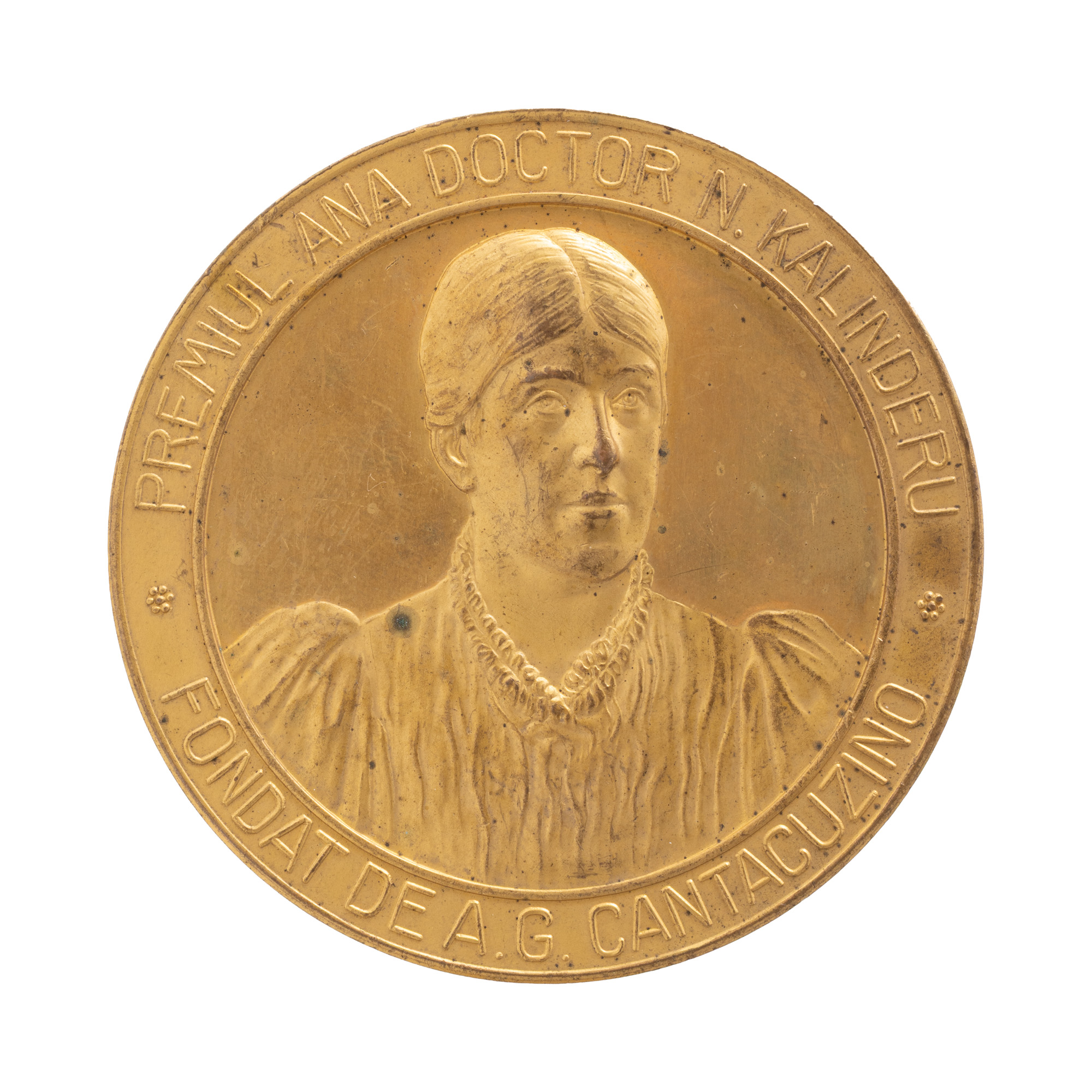 Medalie ”Premiul Ana dr. Kalinderu, fondat de Alexandrina G. Cantacuzino”, 1908, acordat moașei Athena Constantinescu