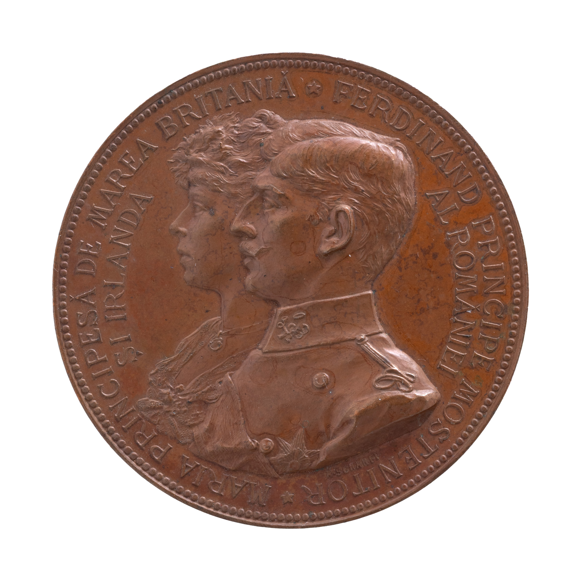 Medalie ”Logodna Cuplului Regal Ferdinand - Maria”, gravor Anton Scharff, 1893