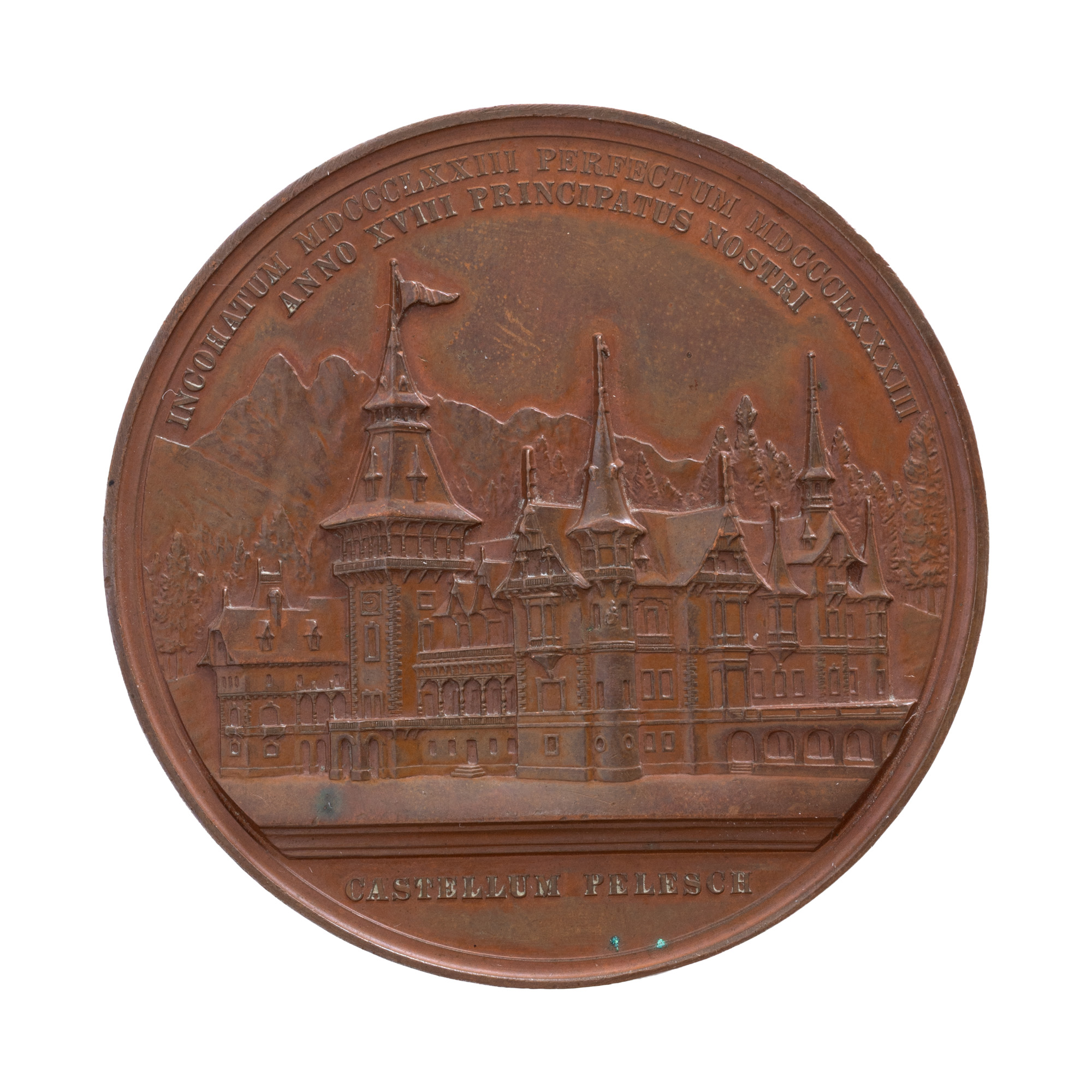 "Medal ''Inauguration of Peleș Castle'', engraver Wilhelm Kullrich, 1883"