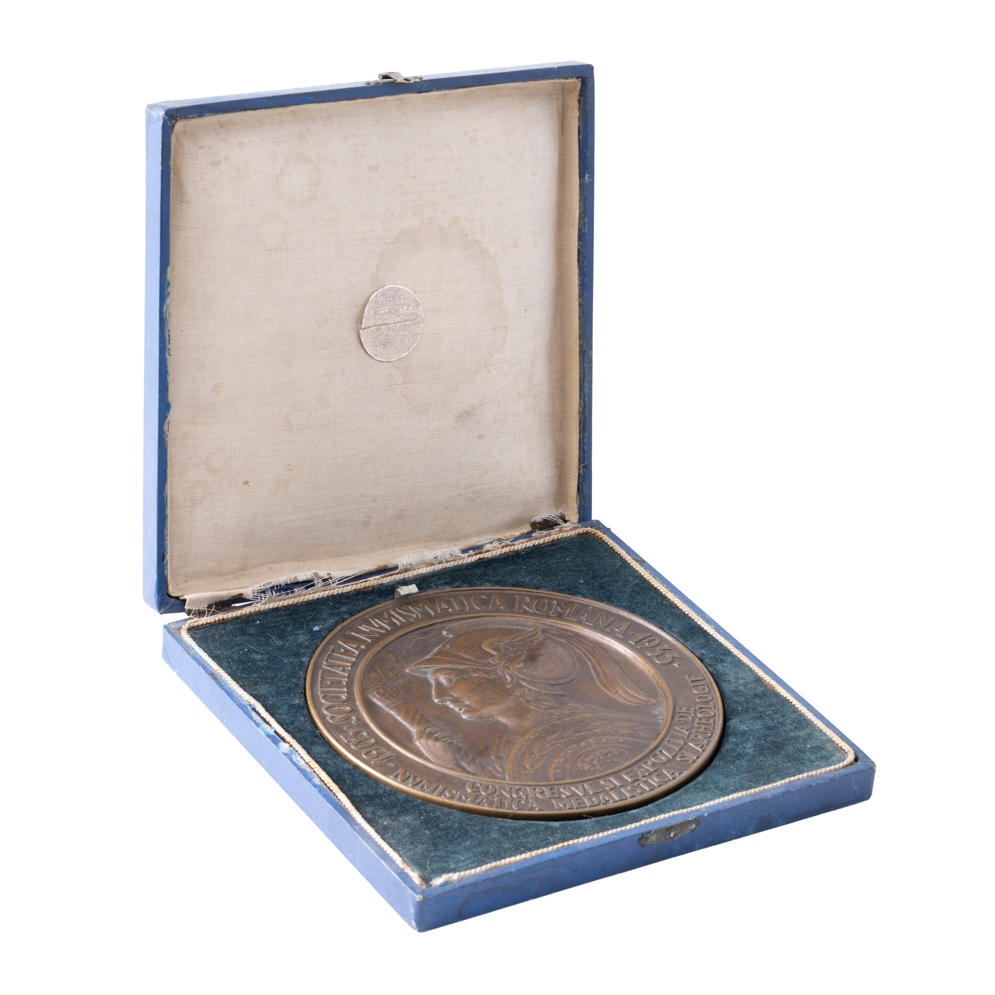 Machetă originală ”Congresul și expoziția de numismatică, medalistică și arheologie”, gravor Emil Wilhelm Becker, cca. 1933, exemplar unic, în cutia originală